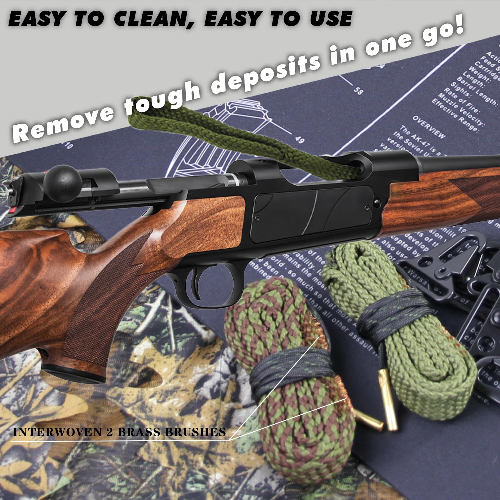 Snake Rifle Rope Cleaner Snapklik.com : Gun Snakes, 2 Pcs Rifle Cleaning Rope Gun Cleaner Brush ...