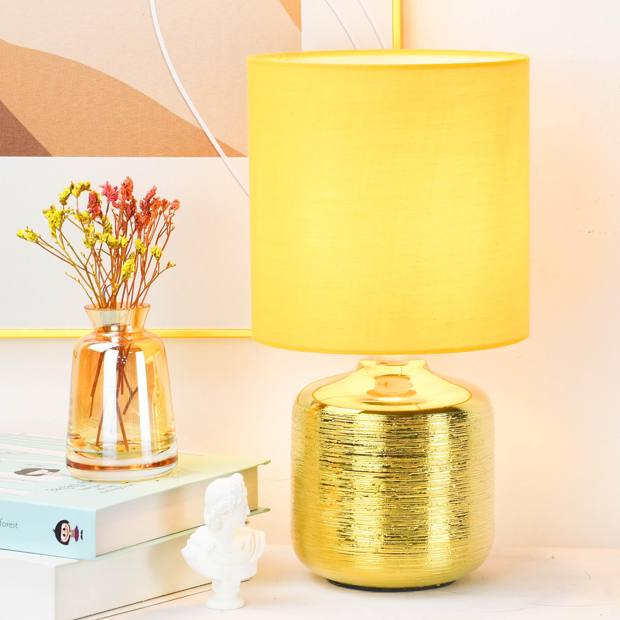 Lampwell Beno Small Table Lamp for Living Room as Bedside Table Lamp for Bedroom,Modern Ceramic Table Lamp,Kids Table Lamp,Night Table Lamp,Φ6.3×