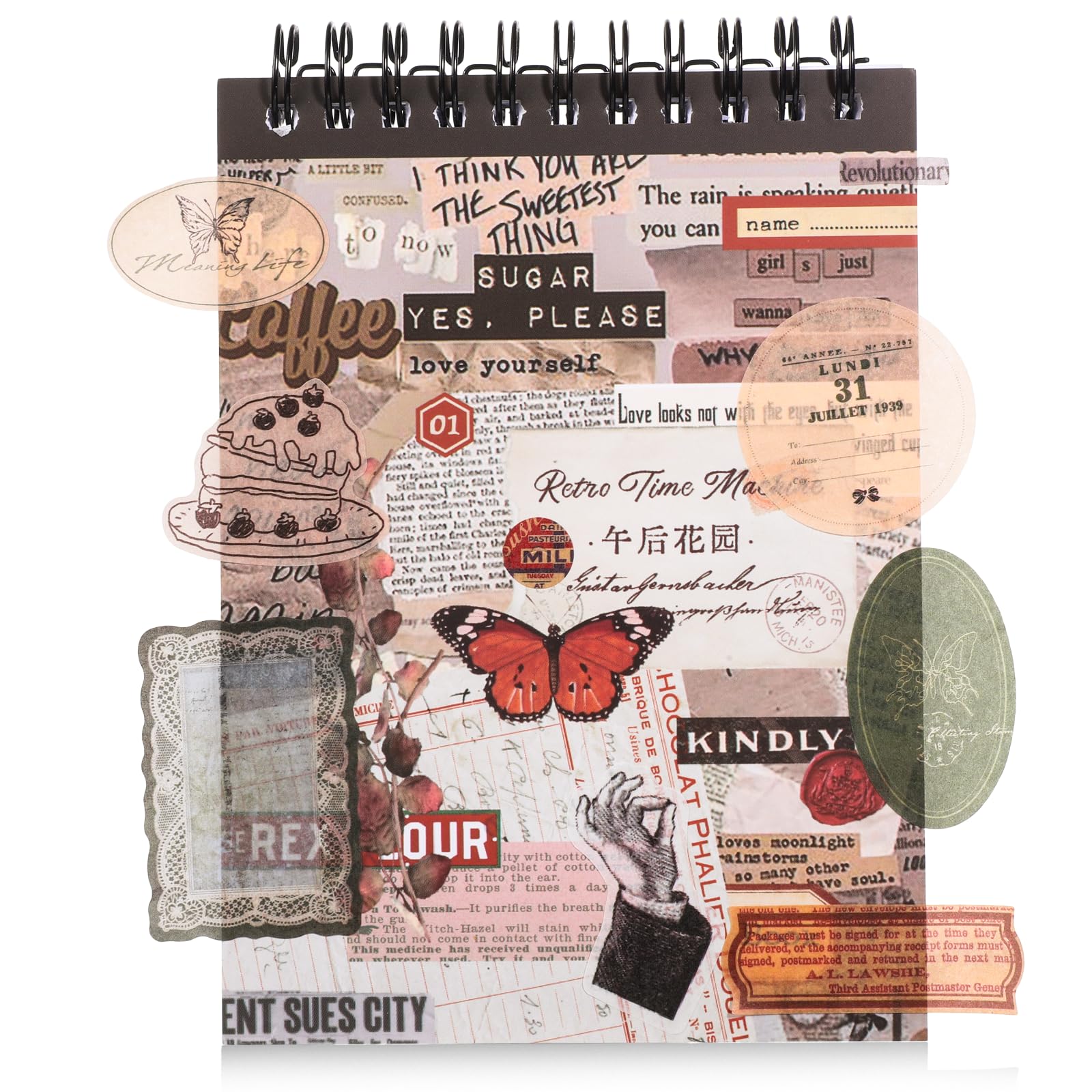 Pre-Cut Vintage Sticker Book, 50 Sheets Precut Stickers,Antiquarian Sticker Book, for Journaling, Scrapbooking, Junk Journal, Collage, and Paper Crafts