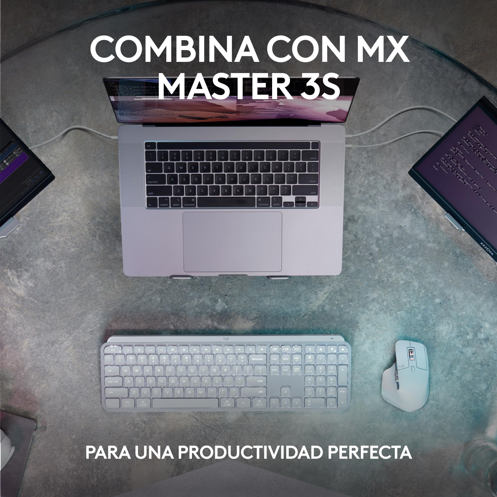 Logitech MX Keys S Teclado inalámbrico, Perfil Bajo,Escritura Fluida Precisa Silenciosa, Teclas Programables,Iluminación, Bluetooth, Carga USB C,para Windows, Linux, Chrome, Mac, QWERTY Español - Gris