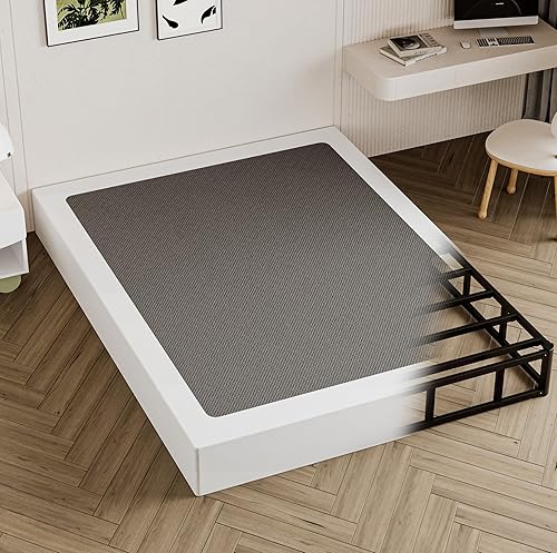 Somier para Cama Queen de 10 Pulgadas - Somier de Servicio Pesado Base de Colchón de Metal con Cubierta de Tela, Sin Ruido, Fácil Montaje,