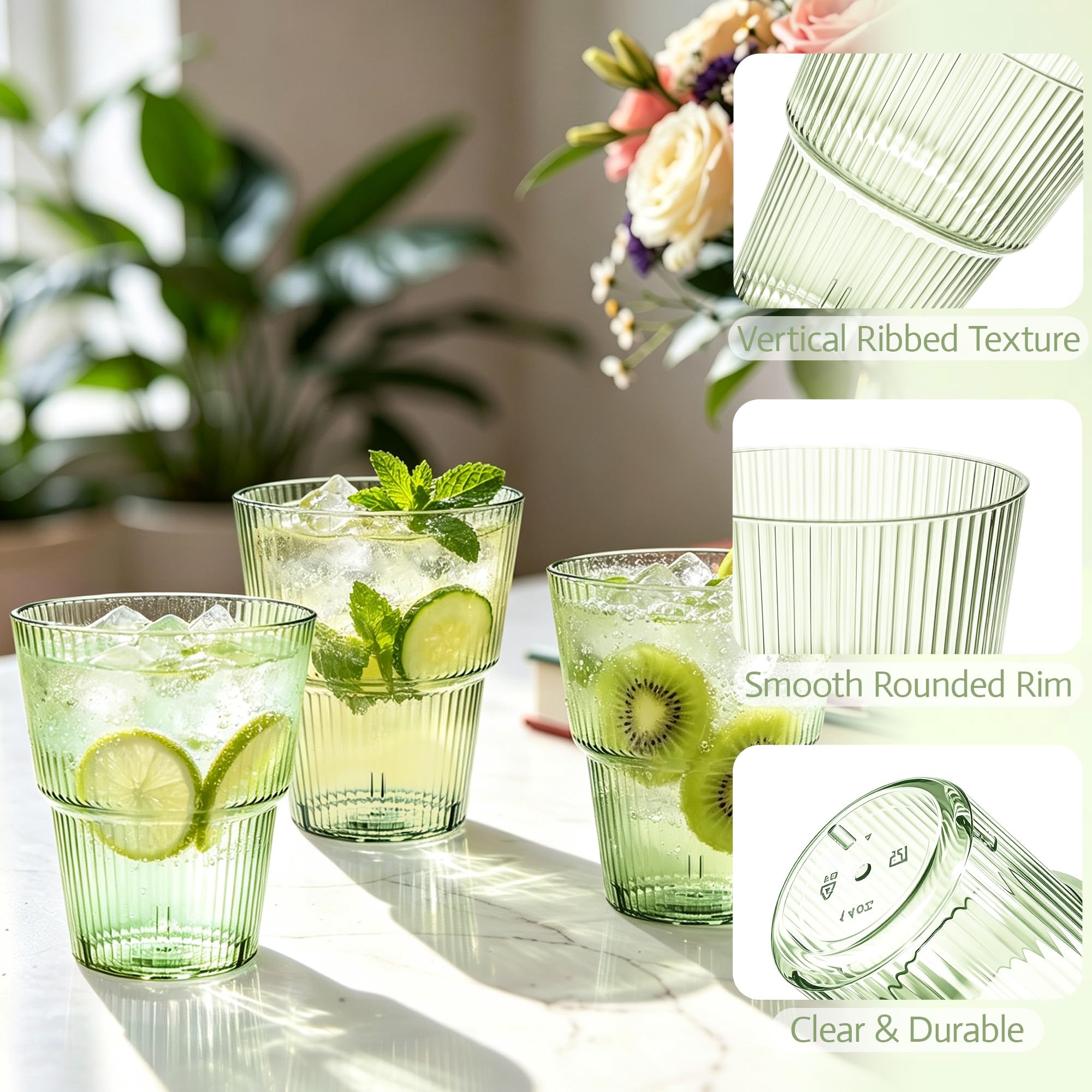 50 Pack Green Plastic Wine Glasses, 14 oz Clear Plastic Cups — Amazon image 3
