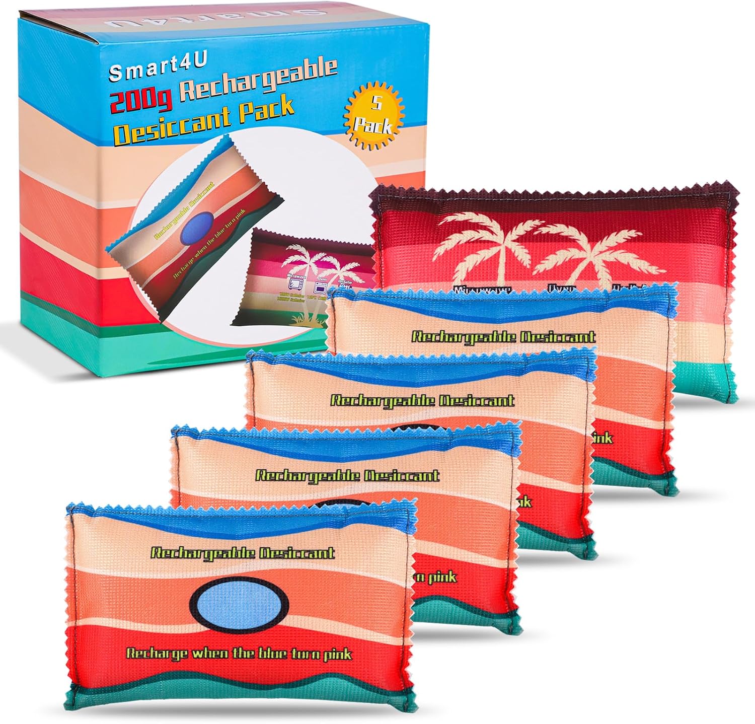 Smart4U 200g Rechargeable Desiccant Pack of 5 Reusable