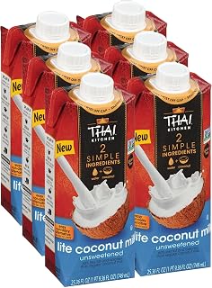 Thai Kitchen Unsweetened Lite Coconut Milk 25.36oz Pack of 6 - Gluten-Free Low-Fat Dairy-Free Alternative