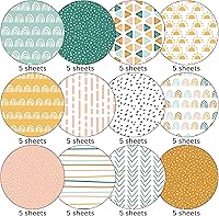 Vista 3 de Whaline 60Pcs Boho Pattern Paper A5 Rainbow Dot Stripe Scrapbook Specialty Paper Double Sided Decorative Craft Papers For DIY Art Craft Card Making