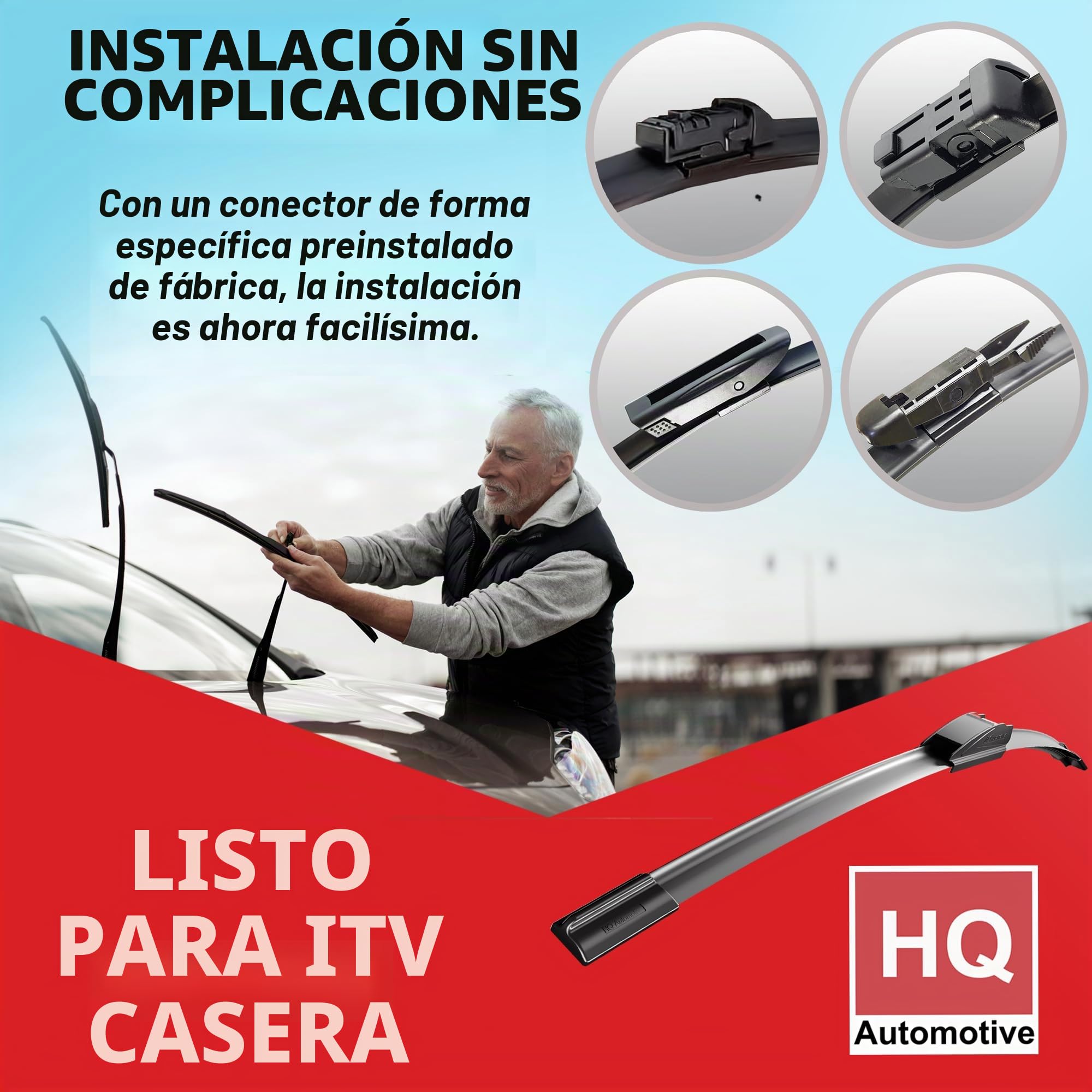 HQ Automotive Limpiaparabrisas para Dacia Sandero Stepway Hatchback (2021 y posterior) Kit de repuesto de limpiaparabrisas delanteros