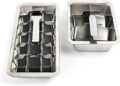 Miniatura 3 de RSVP Endurance - Juego de bandejas para cubitos de hielo de acero inoxidable 18/8, estilo vintage (1) y grandes (1)