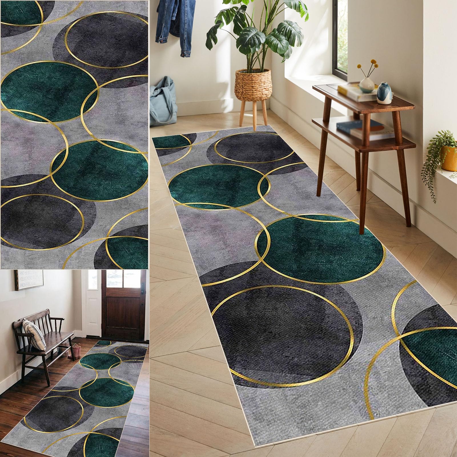 Runner Rug for Hallways Long Carpet Runner Non-Slip Kitchen Runner Mat Washable Floor Carpet Hall Runners for Hallway Bedroom Living Room Laundry Room Kitchen Entryway Corridor Area Rug 50 x 80 cm