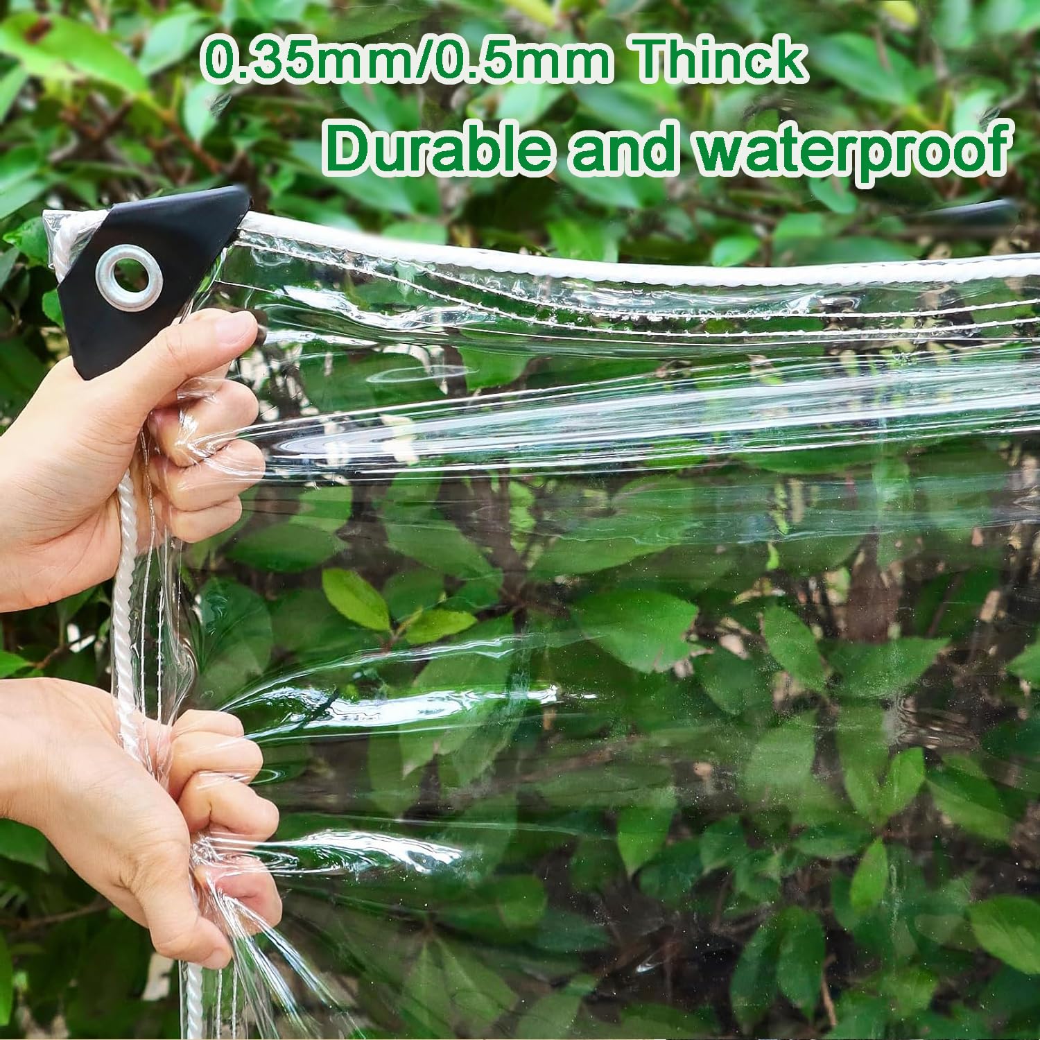 Plane Transparent mit Ösen,420g/m² Abdeckplane wasserdichte mit RV,0.35mm PVC Durchsichtig Plane für Balkon Terassen Pavillon Garten Hühnerstall,1 * 3.2m/Höhe * Breite