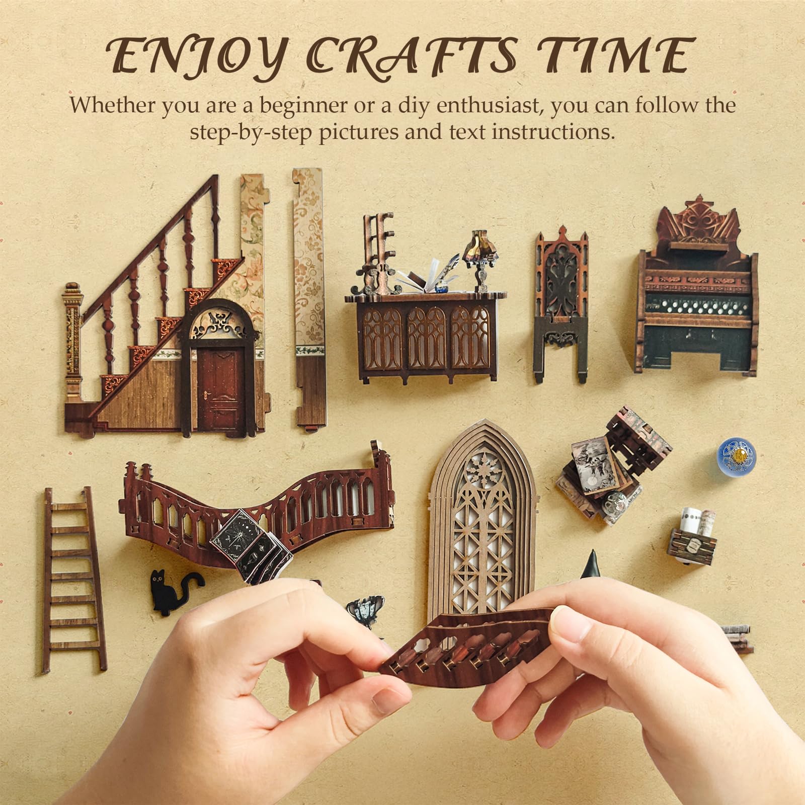 LED Lighted Craft Kit DIY Book Nook Kit - 3D Wooden Miniature Magic ...