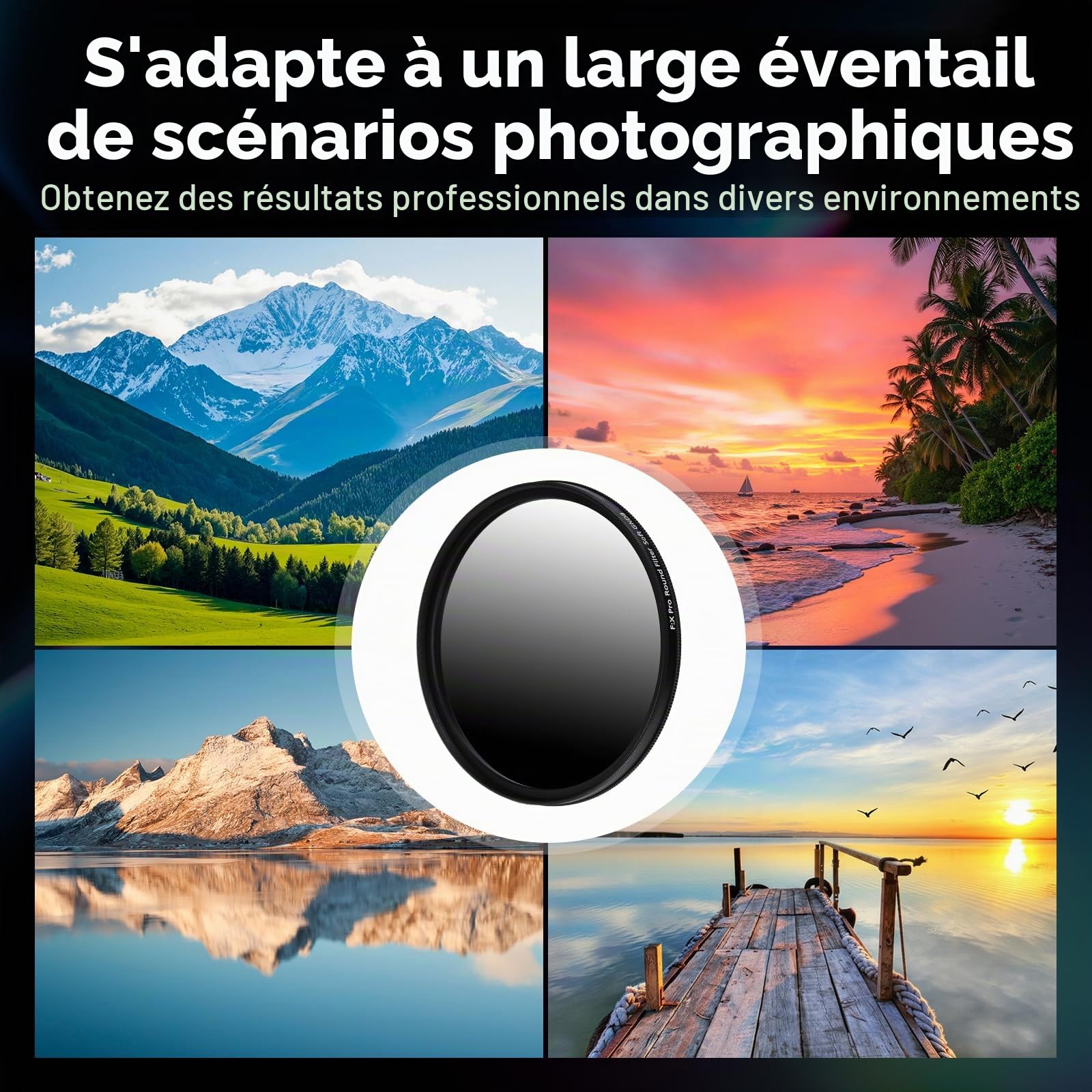 Rollei F:X Pro Soft GND 8 Filtre Rond à dégradé de Gris avec Anneau Rotatif pour régler Le dégradé Le Long de l'axe de Rotation Idéal pour la Photographie de paysages et d'architecture (67 mm)