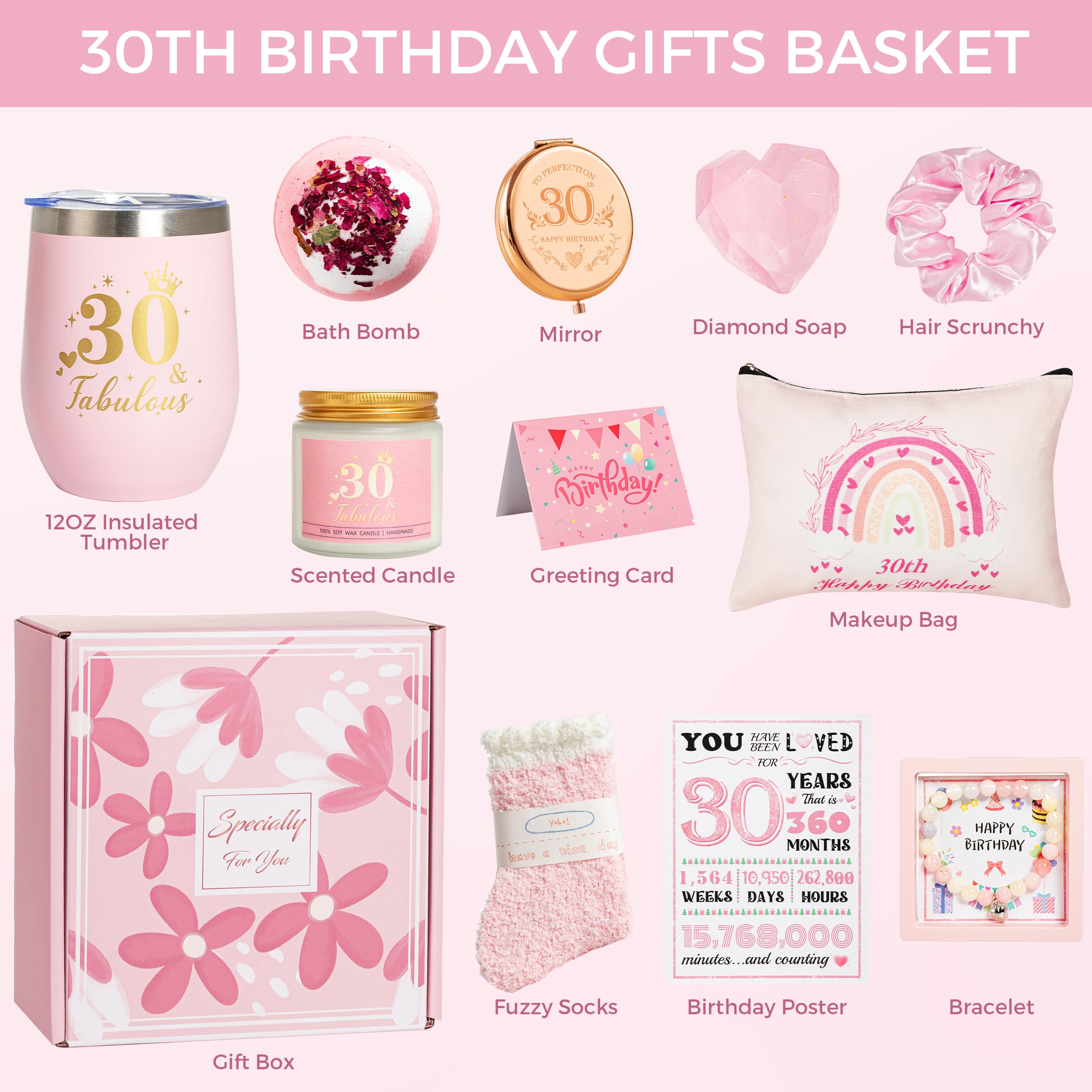 Geschenk zum 30. Geburtstag für Frauen, Geschenkbox zum 30. Geburtstag für sie, einzigartige Geschenke zum 30. Geburtstag, Körperpflege-Paket, Entspannung Spa