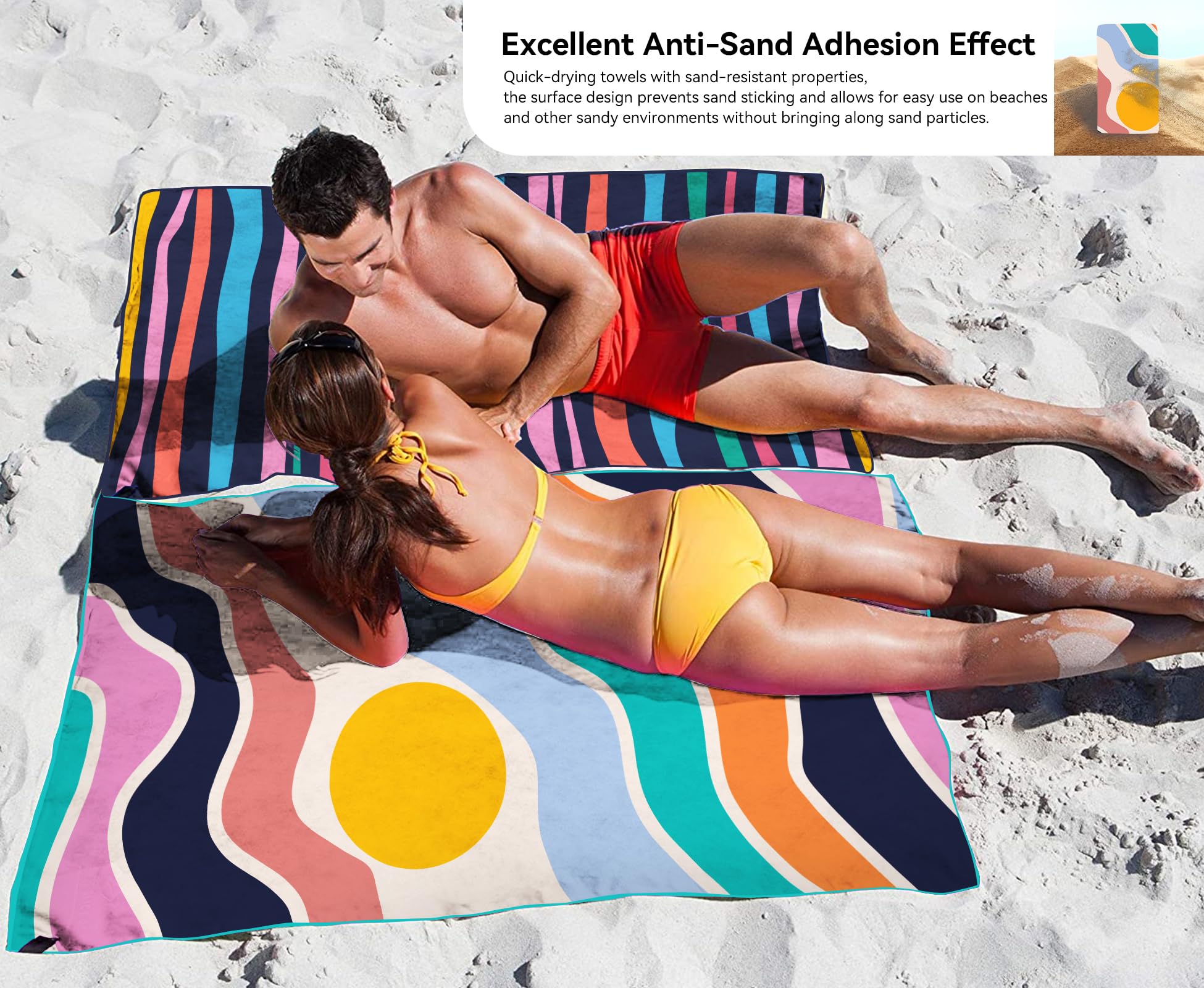 Style Slice Beach Towel, Sand Free Quick Dry Lightweight Microfibre Beach Towel for Adults Includes Mesh Bag, Grey Stripe - Image 3