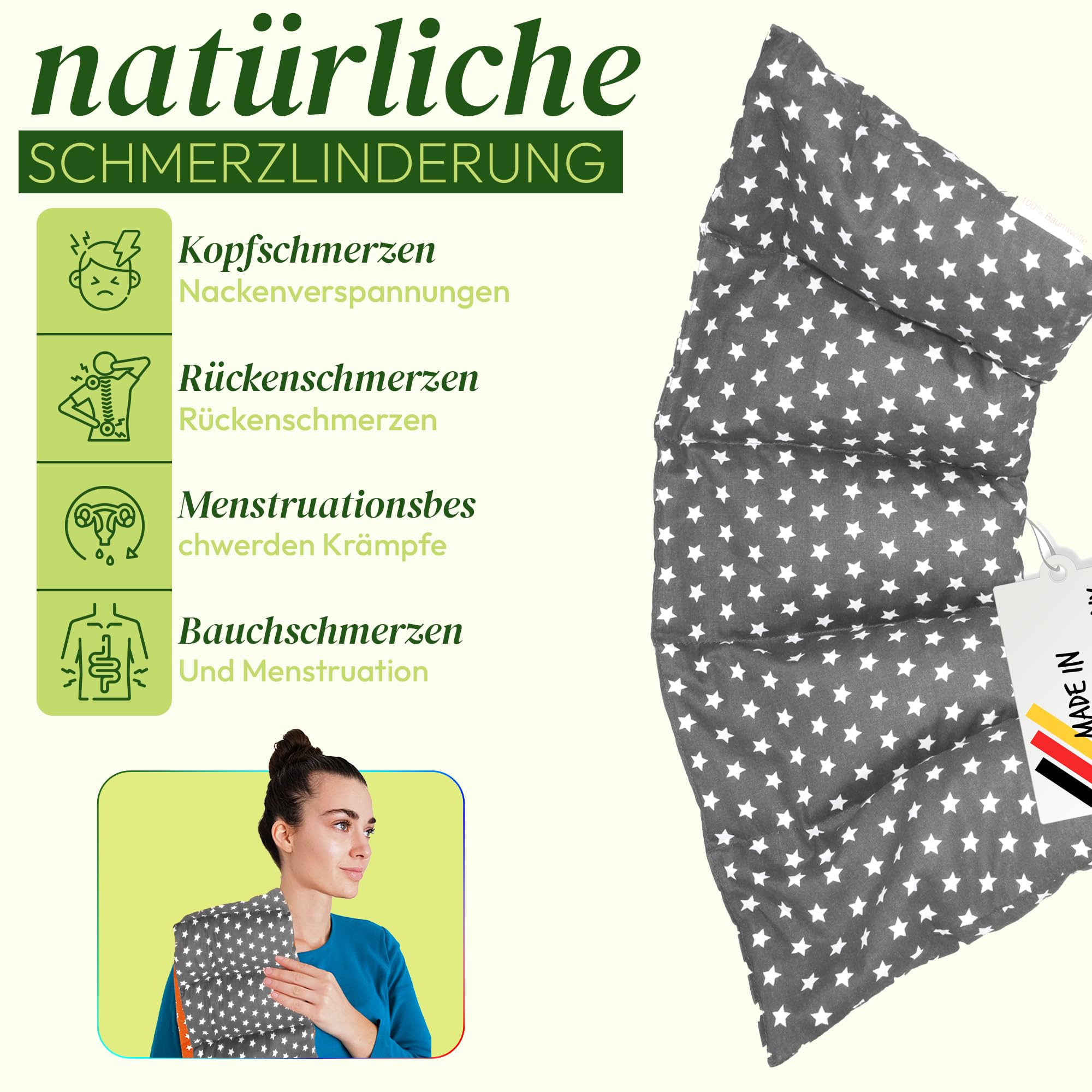 Grande cuscino con noccioli di ciliegia, riscaldante per microonde (cuscino riscaldante), lungo per rilassarsi