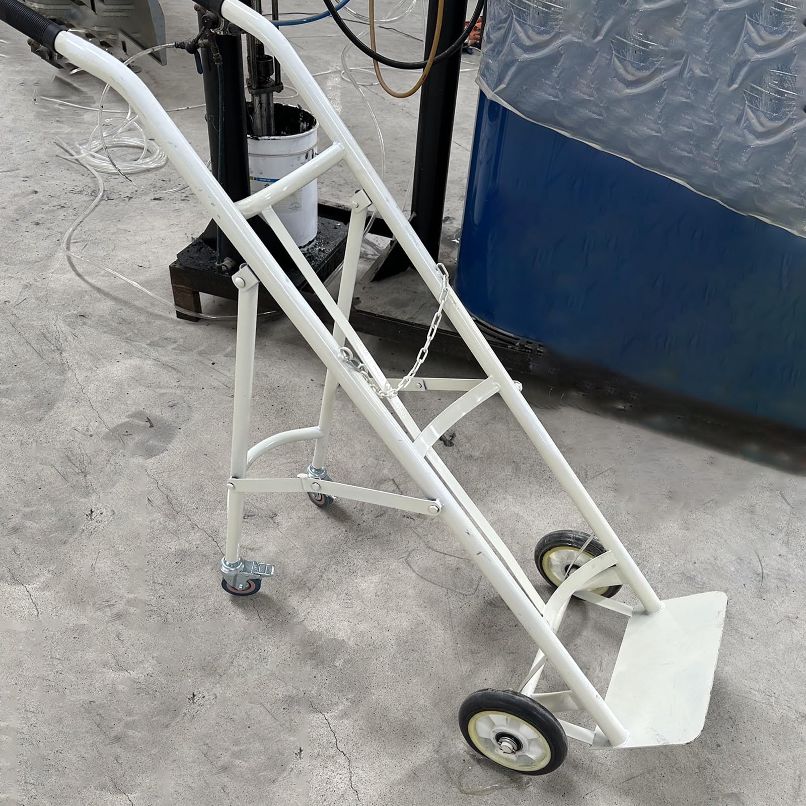 GLJTUO Oxygen Cylinder Rack Oxygen Tank Cart Truck with 4 Wheels, Folding Storage Oxygen Cylinder Trolley, Blue/White Gas Tank Carrier Holder, for Hospitals/Factories,White