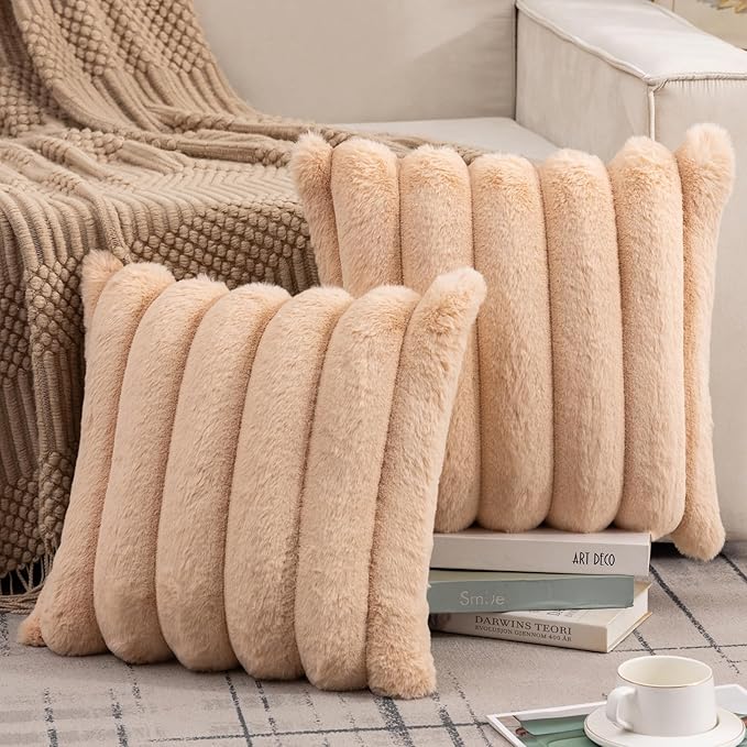 SONAICHTE Faux Fur Decorative Pillows Cute Throw Pillow