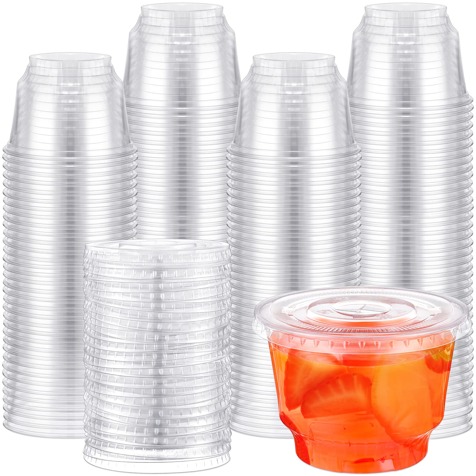 500 Pack Clear Plastic Cups with Lids 8 oz Disposable Dessert Cups for