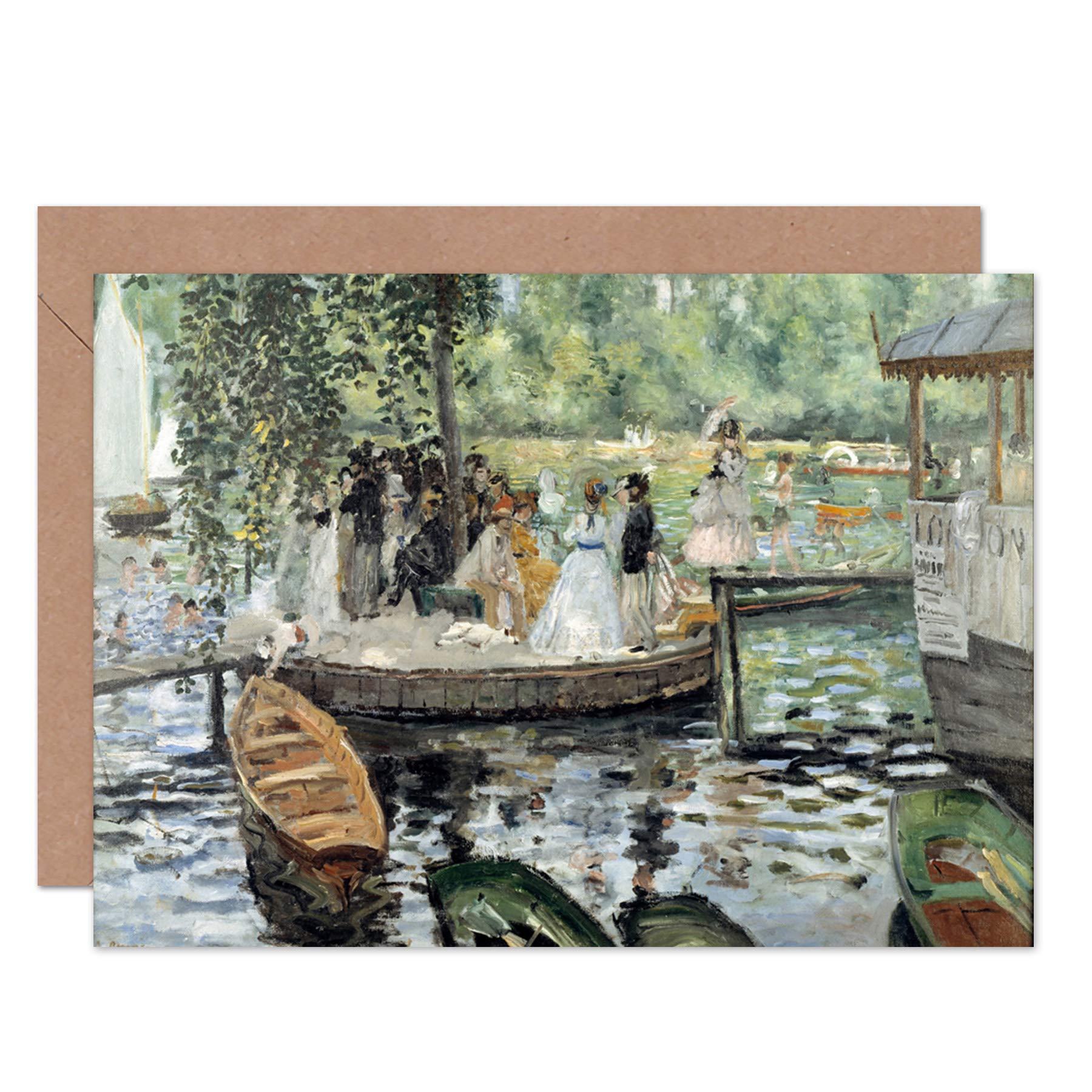 Artery8 Renoir La Grenouillere Fine Art Greeting Card Plus Envelope Blank Inside