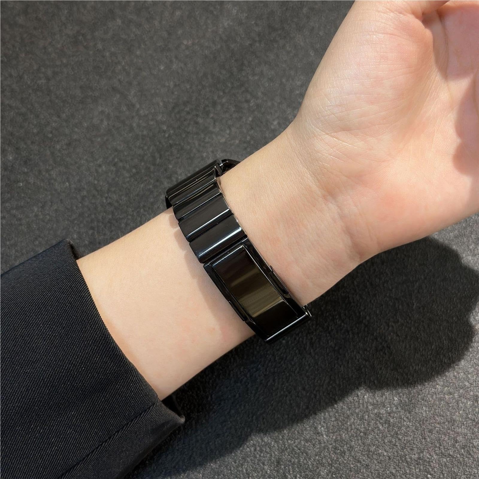 cinturino dell'orologio Polsino da uomo classico in ceramica nero con cinturino alla moda 18 mm 22
