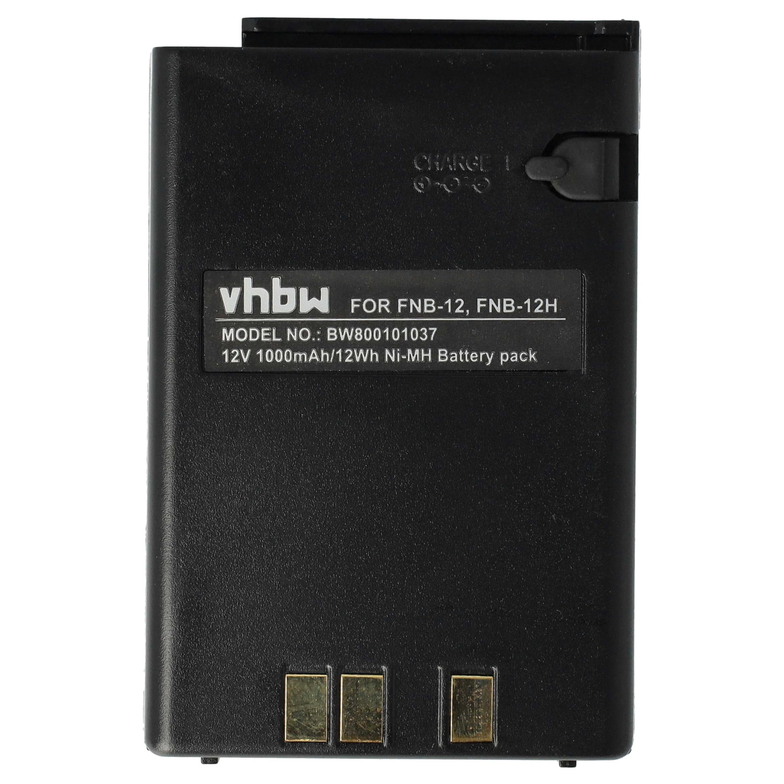 vhbw Batería Compatible con Yaesu Vertex FT33R, FT33, FT23R, FT23, FT411 Mark II, FT204, FT20, FT411 Radio (1000 mAh, 12 V, NiMH)
