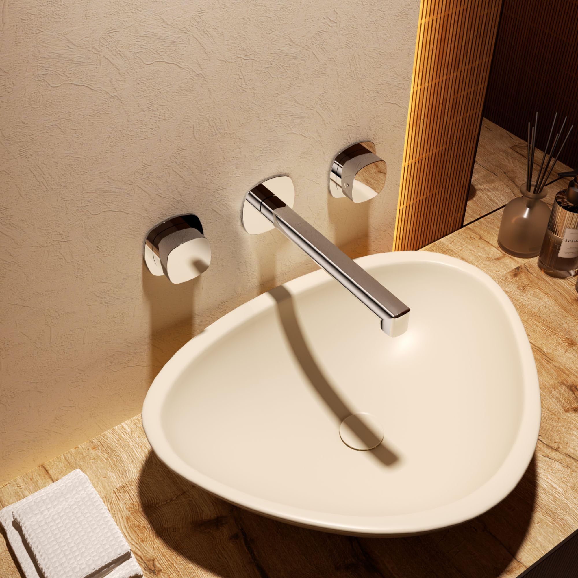 IMEX - Grifo Lavabo Empotrado Níquel Cepillado | Grifo de Lavabo Bimando Pared Mezclador Agua Fría y Caliente | Grifería en Latón con Cartucho Cerámico Ø35mm | Serie Toscana