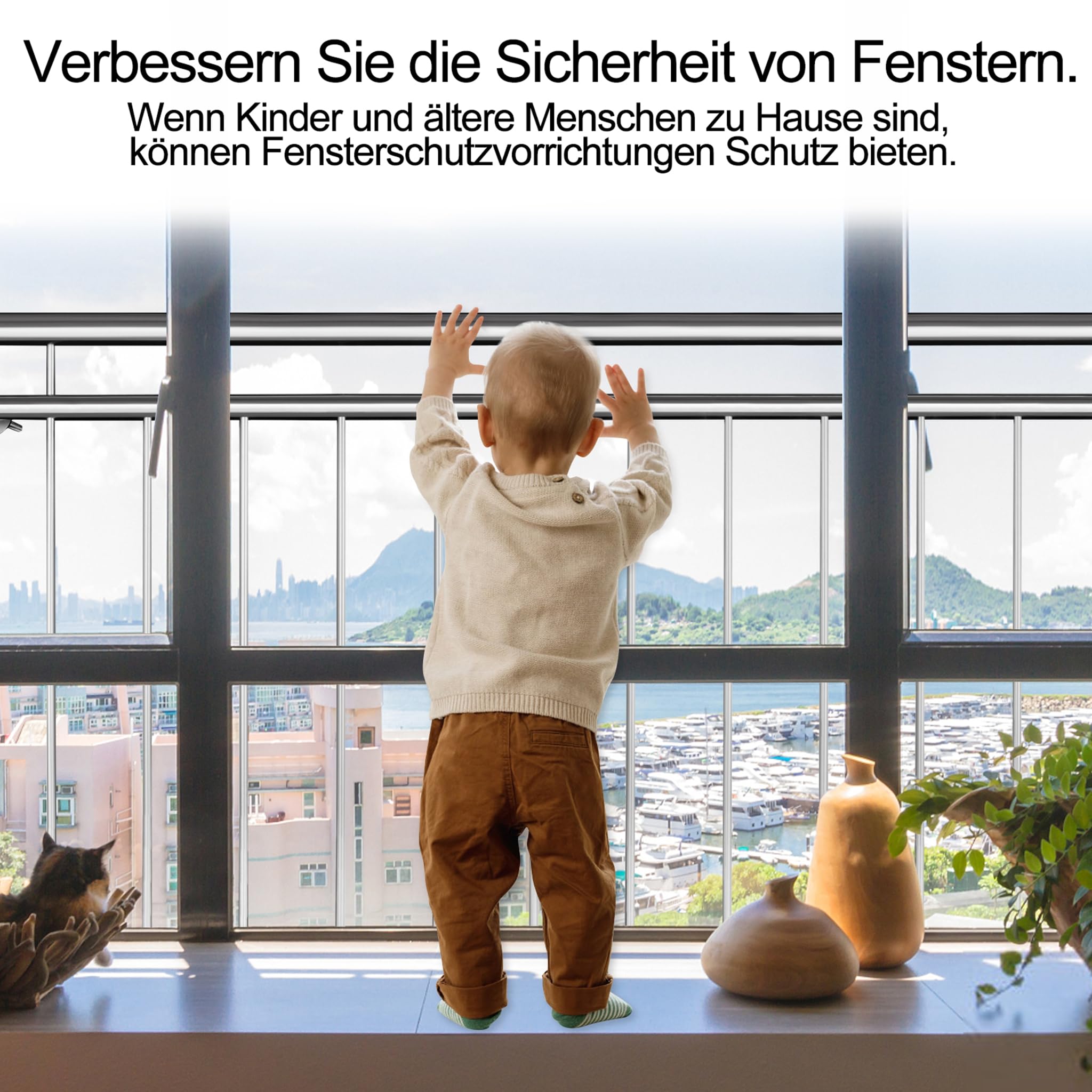 SUBTLETY 100x90cm Französisches Balkongeländer Edelstahl Geländer mit Füllstäben Sicherheitsgeländer Handläufe für Terrasse & Fenster Stabile Balustrade mit Befestigungspfählen für Innen und Außen