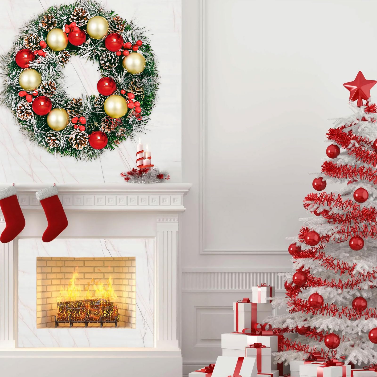 16 inch Ghirlanda Natalizia con 30LED Luci Ghirlande di Natale con
