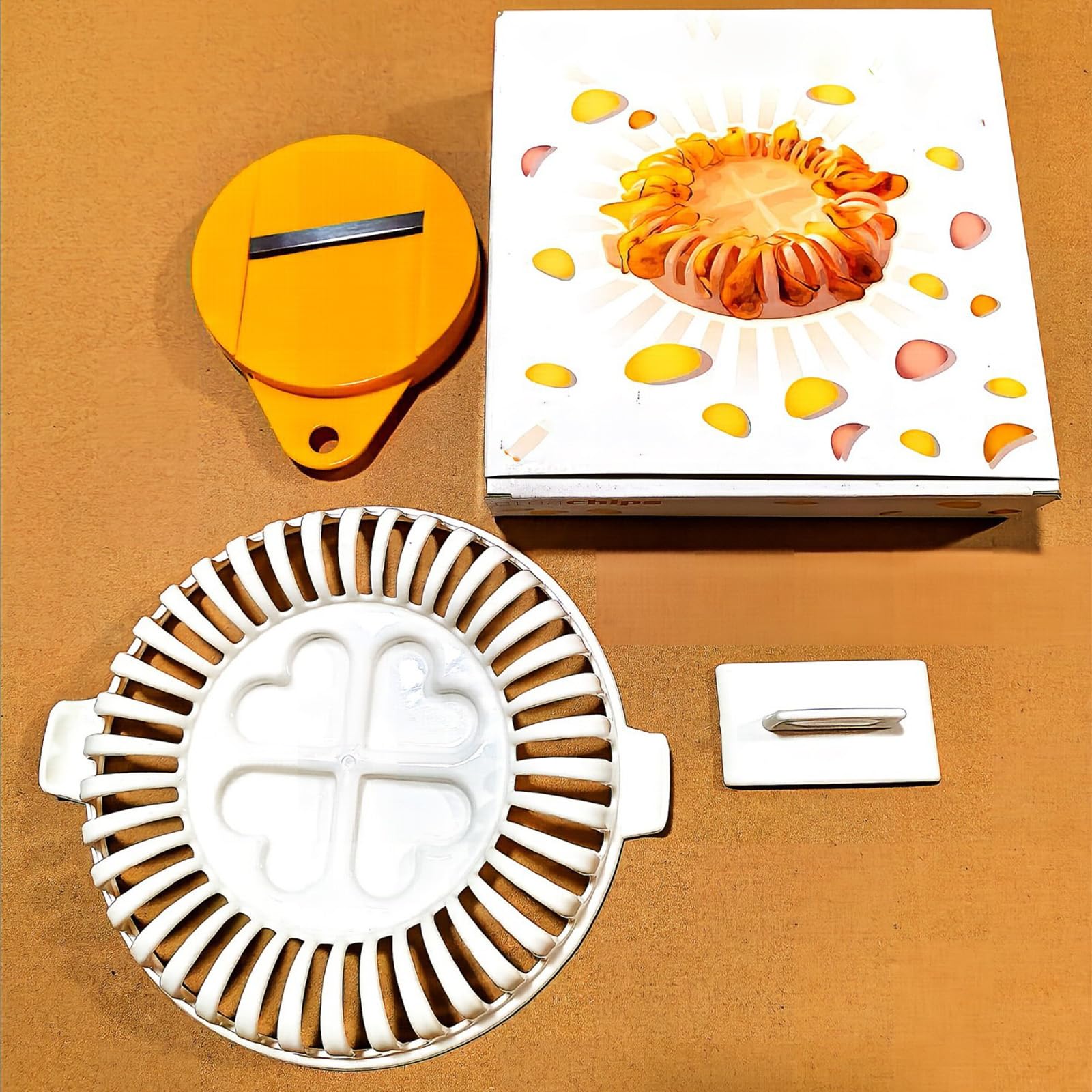 DIY Microwave Potato Chip Maker with Slicer Bowl Set for Oil-Free Chips, Easy Homemade DIY Potato Chip Tray Set, Heat-Resistant Microwave Oven Potato Chip Baking Tray with Slicer Bowl