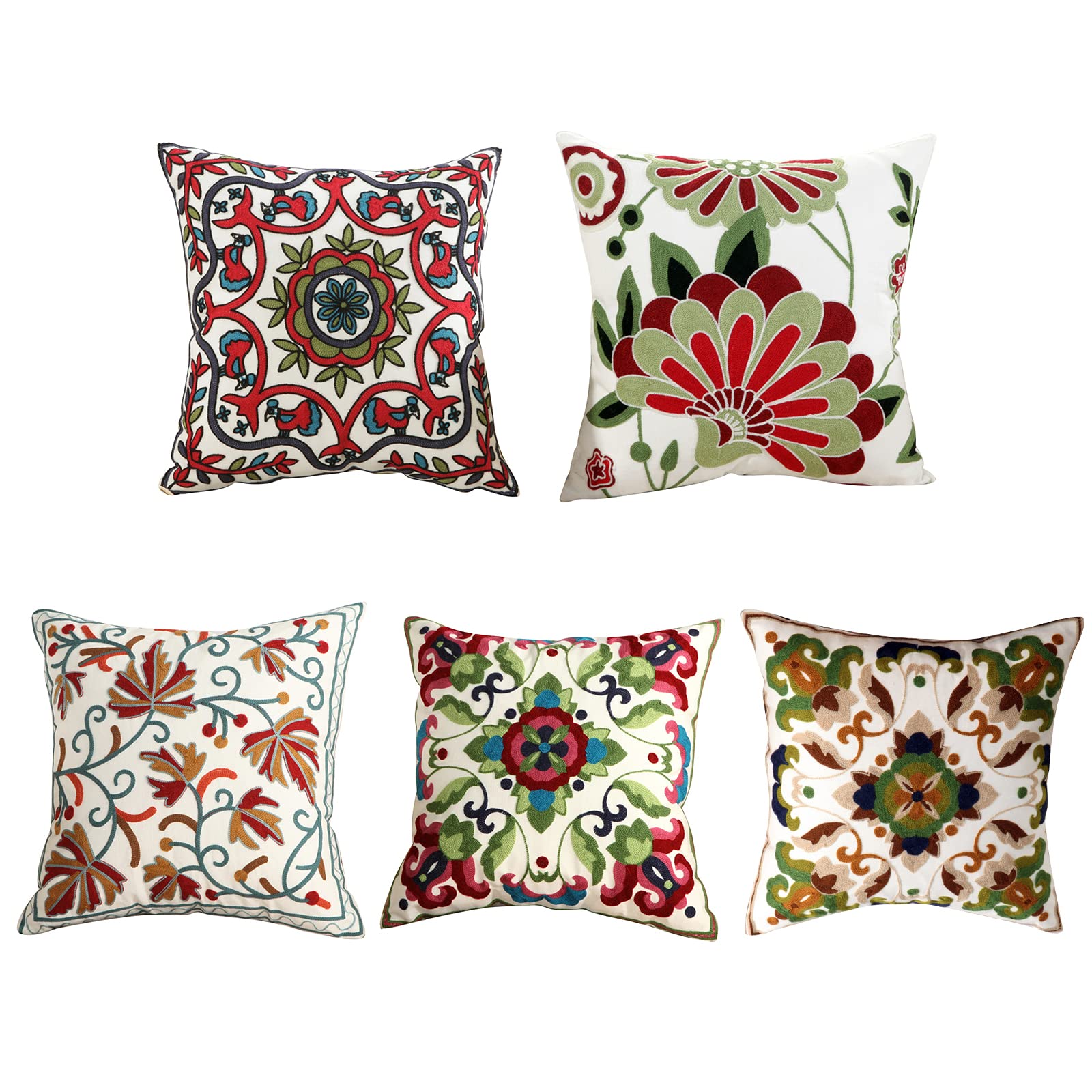 Oneslong Set di 2 federe decorative per cuscini da divano per soggiorno, 45,7 x 45,7 cm, motivo ricamato, per divano, letto, sedia