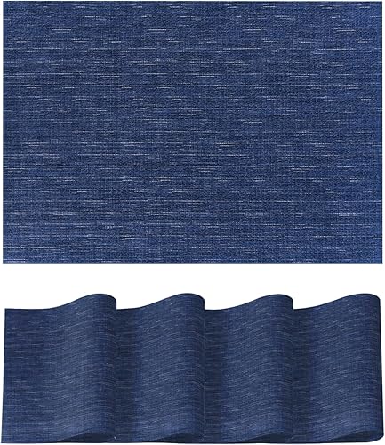 Artoid Mode Juego de 4 manteles individuales de vinilo color azul marino, lavables, resistentes al calor, antideslizantes, de plástico, PVC, para