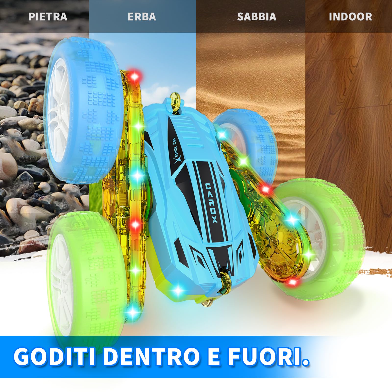 CYLION Macchina Telecomandata per Bambini, 2.4GHz 4WD Macchina Telecomandata Flip Doppio Laterale a 360° Radiocomandata per 4 5 6 7 8 9 10 12 Bambini