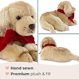 Bearington Dog Stuffed Animal Realistic Dog Plush Golden Retriever Puppy Plushies for Kids, Boys & Girls - Baker Red 13