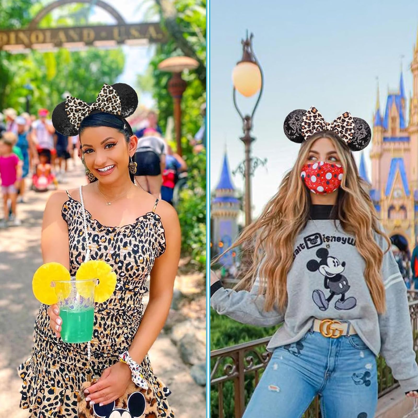 Cerchietto Con Orecchie Di Topo E Fiocco Glitterato Per Cosplay, Accessorio Per Feste A Tema Minnie - 6