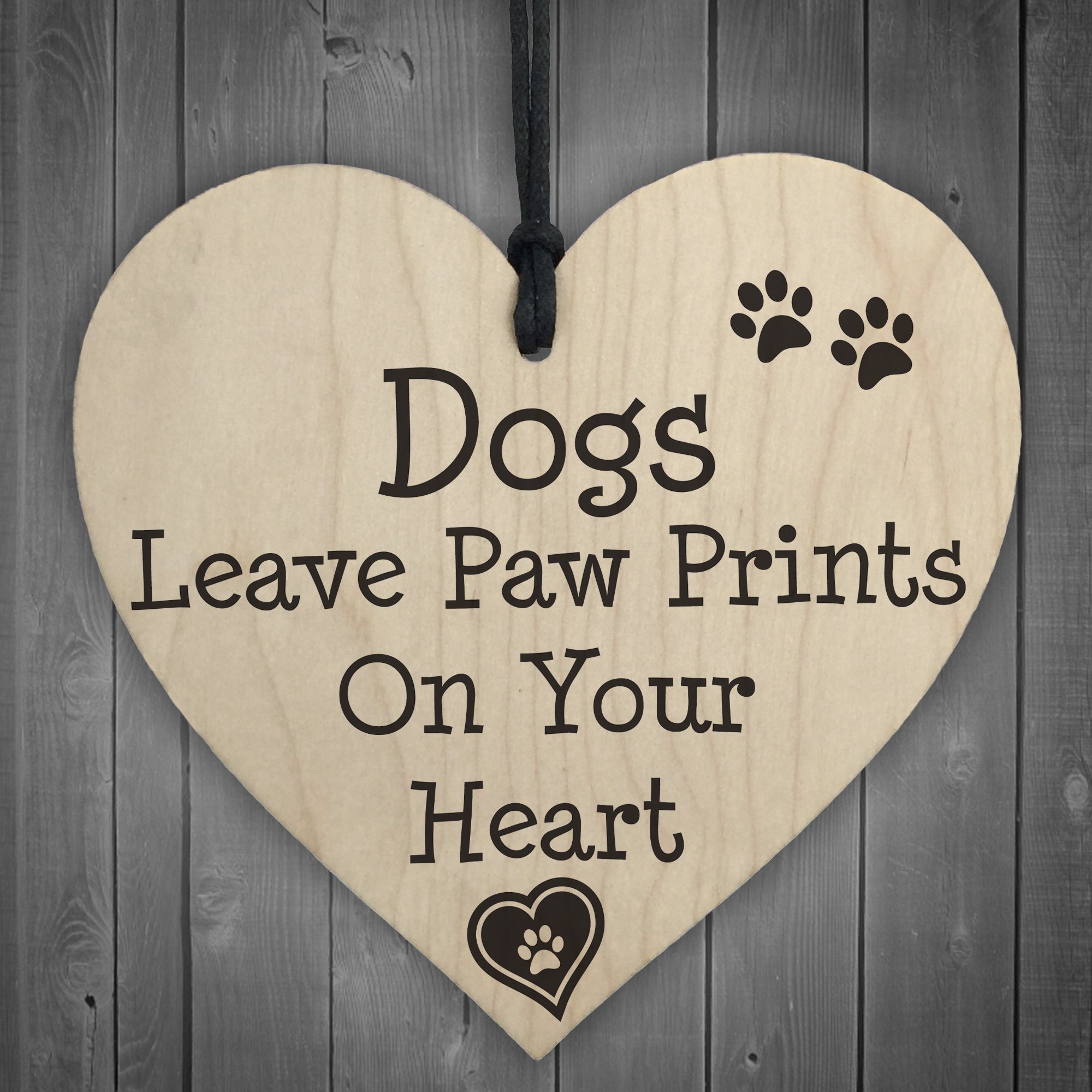 Red Ocean Dog Leave Paw Prints On Your Heart Wooden Hanging Plaque Dogs Lover Gift Sign -