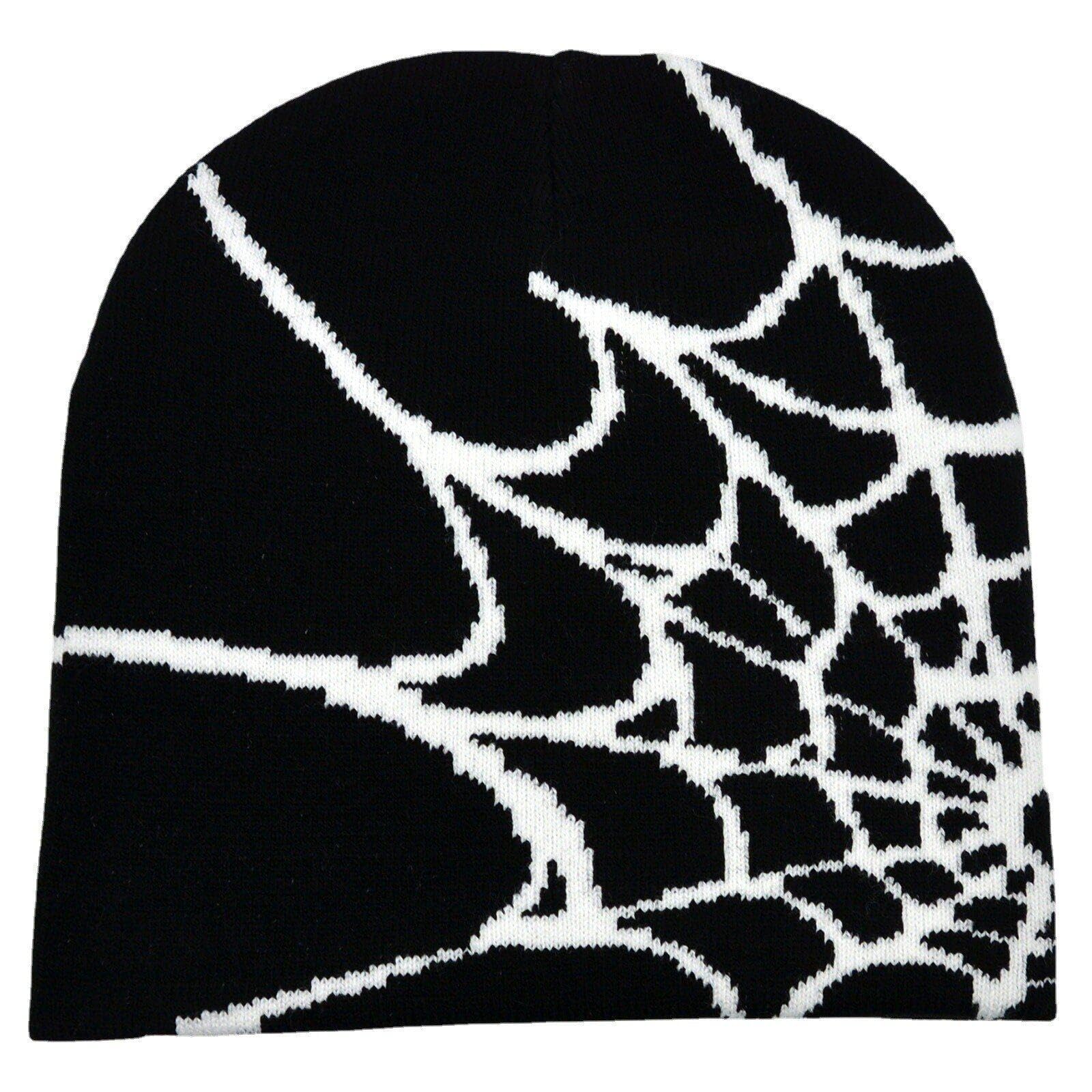 Spider Web Beanie Hat Wool Knitted Hat Y2k Street Beanie for Men