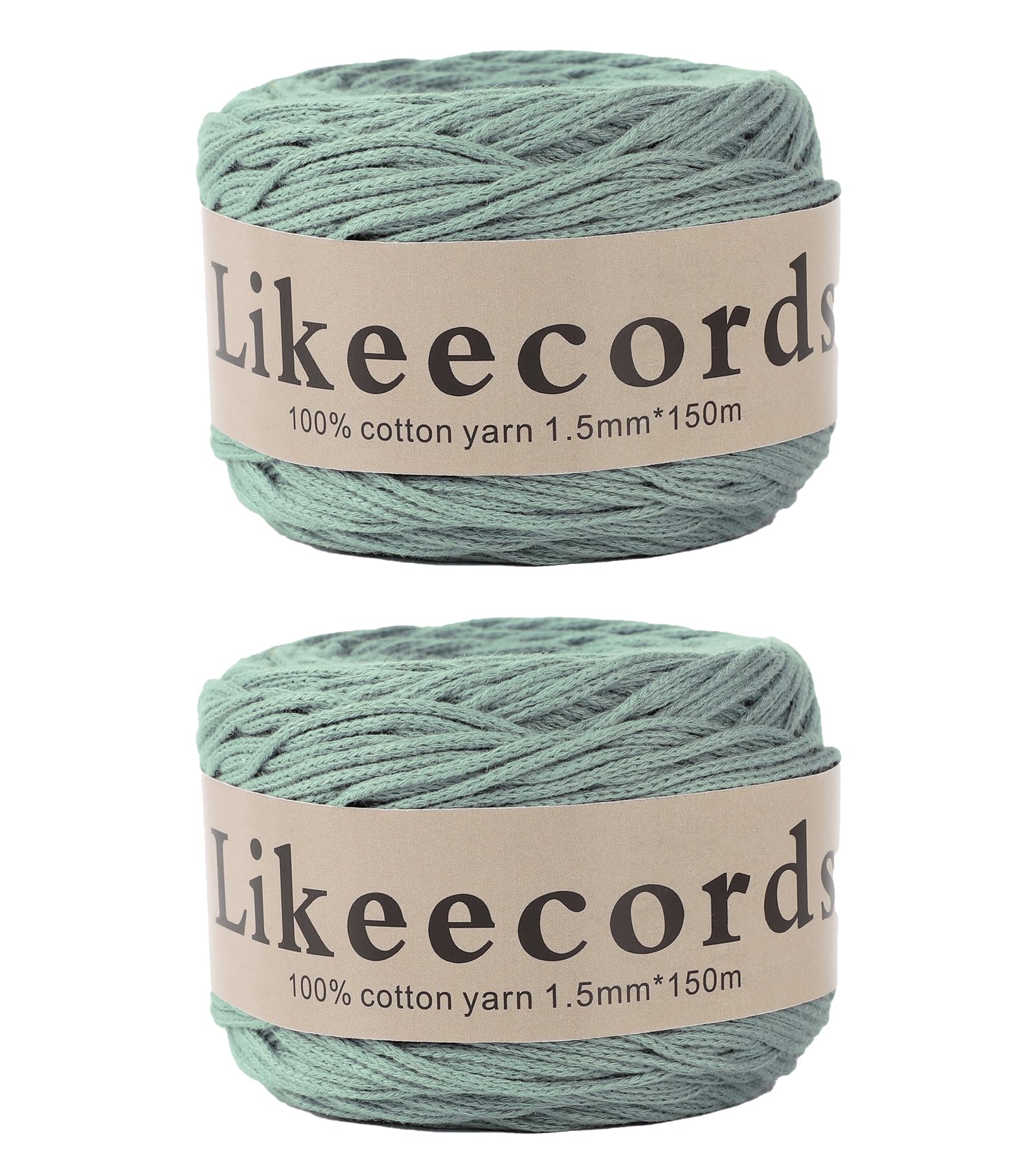 Likeecords 100% Cotton Macrame Cord 1.5mm x 330 Yards (300m) 1.5m Macrame Yarn Crochet Macrame Bag Cord Crafts for Bags and Knitting Home Decorations(