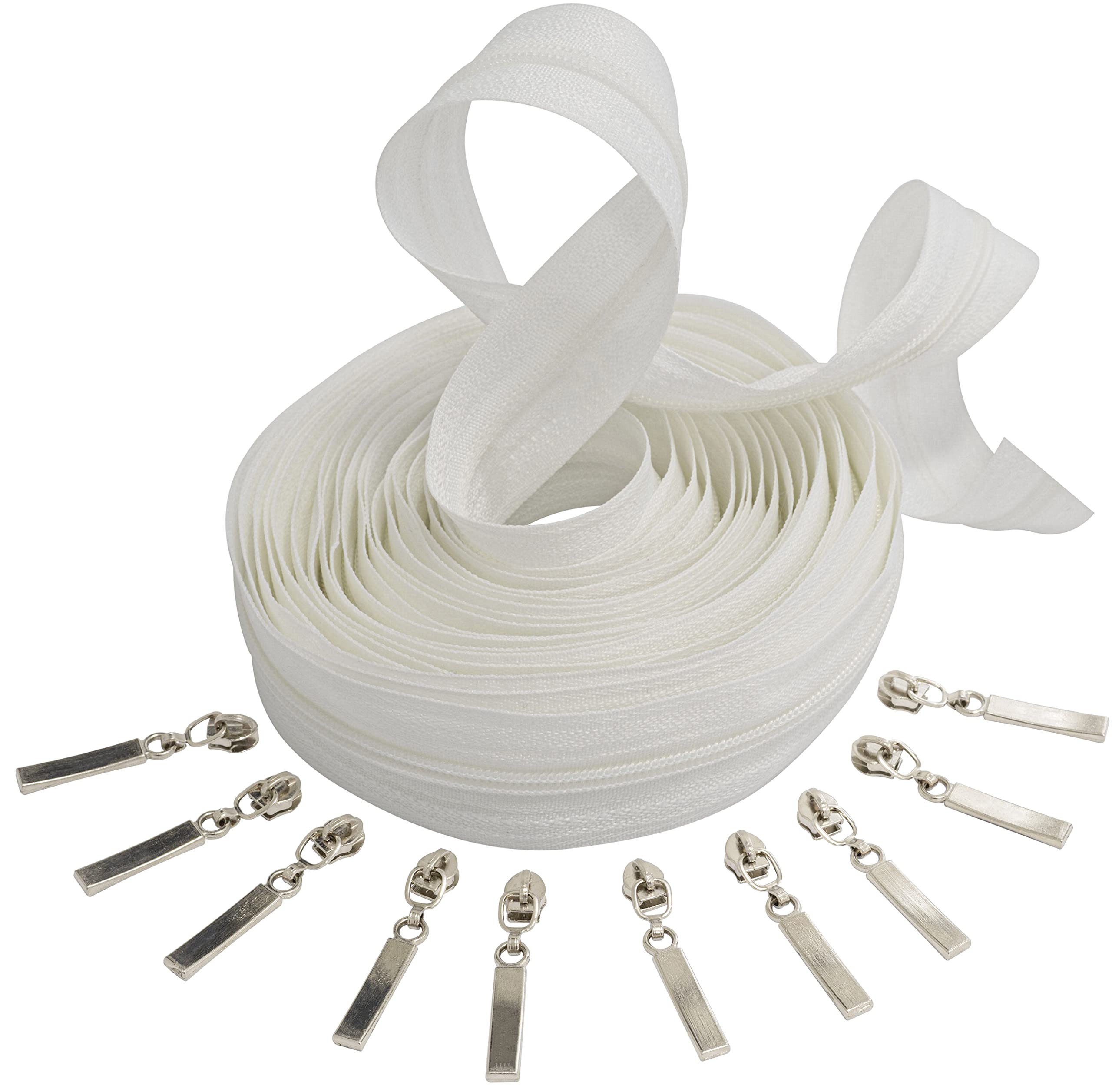 Aerzetix Kit Cerniera Lampo Spirale 5 Metri N°3 - Colore Nastro Nero/Arcobaleno + 10 Cursori Non Bloccabili Argento, Per Cucito E Merceria