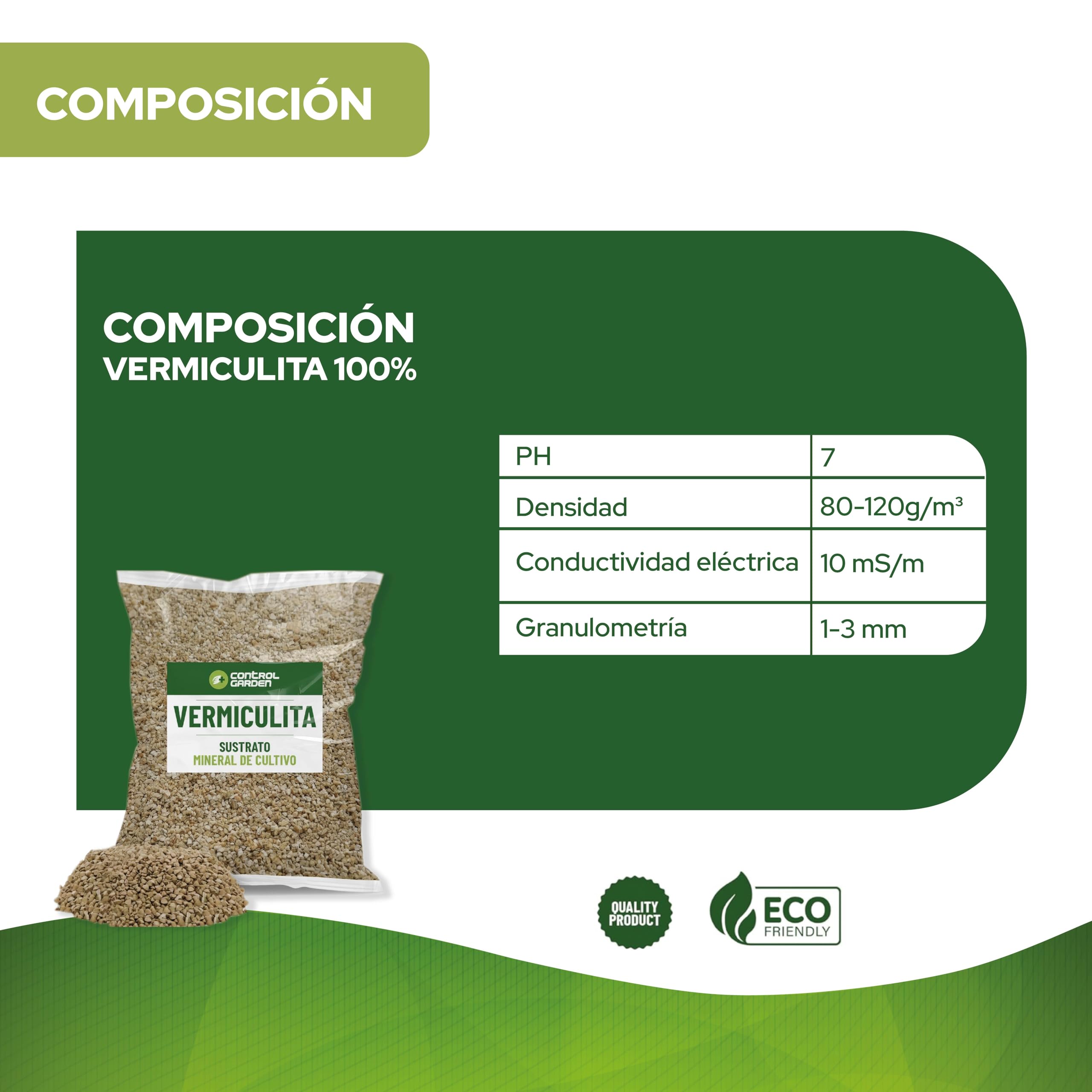 Control Garden Vermiculita 100L | Tierra para Plantas y Cultivos Interior y Exterior | Sustrato Natural para Semillas | Fabricado en España