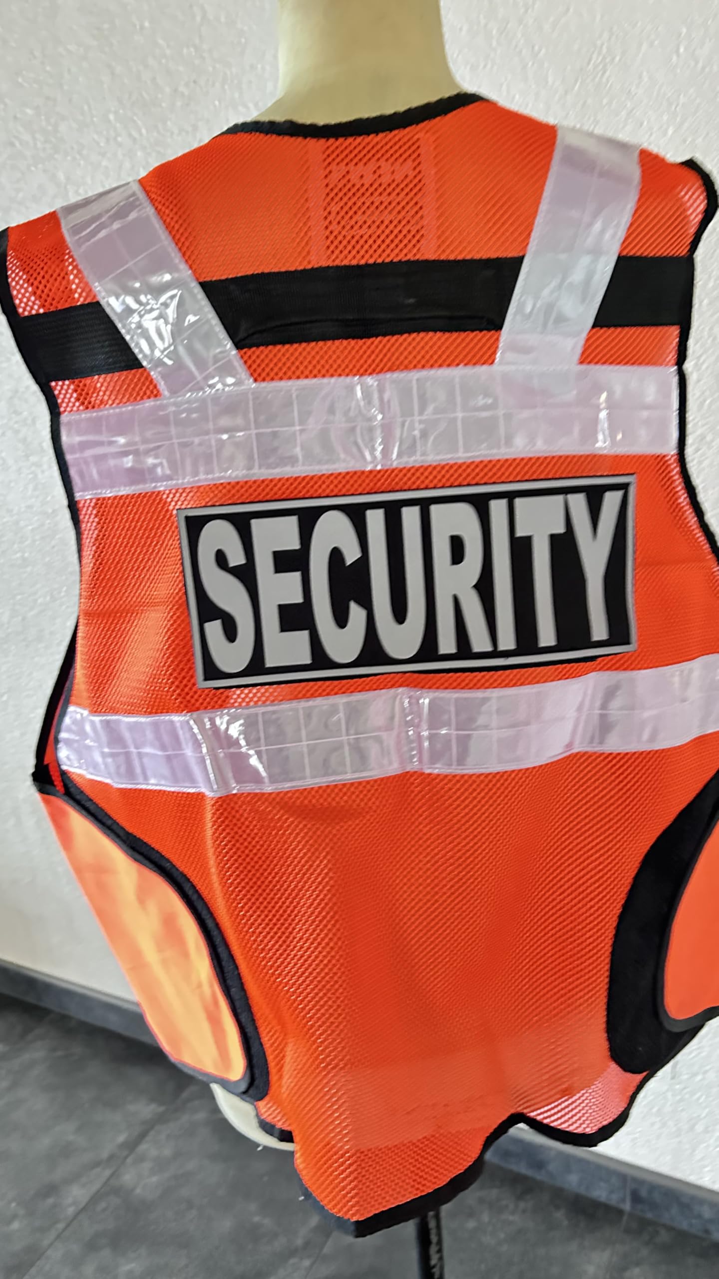 Sicherheitsweste Reflexmaterial Weste Orange 212 Patch Security | Reflektierend, Multifunktionsweste, Schutzweste, Wachschutz, Einsatzweste