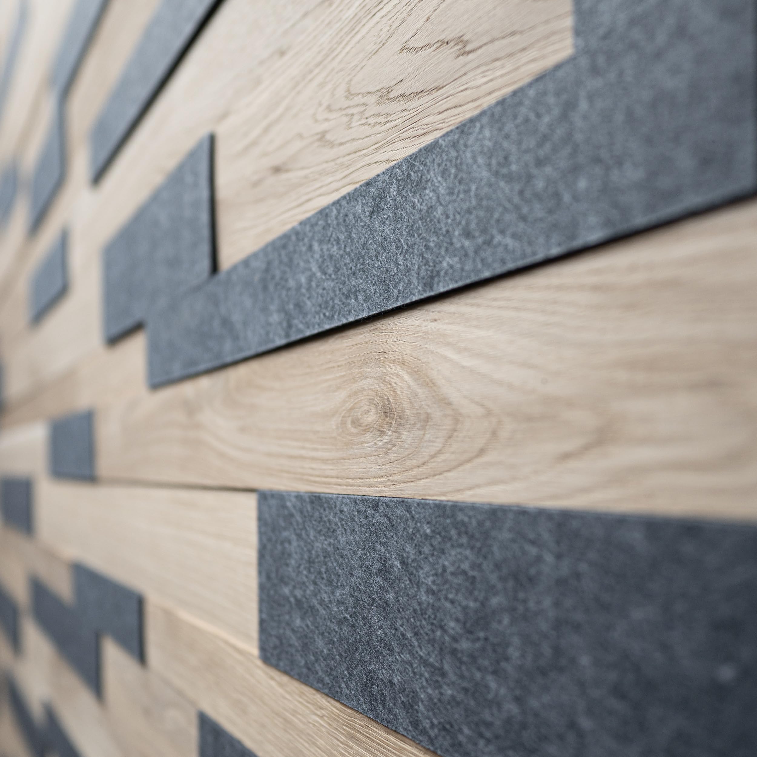 Pannelli acustici da parete in rovere e feltro, pannelli da parete 3D, rovere strutturato, rivestimento in legno, design a parete OZO Acoustic Slate (1 m2)