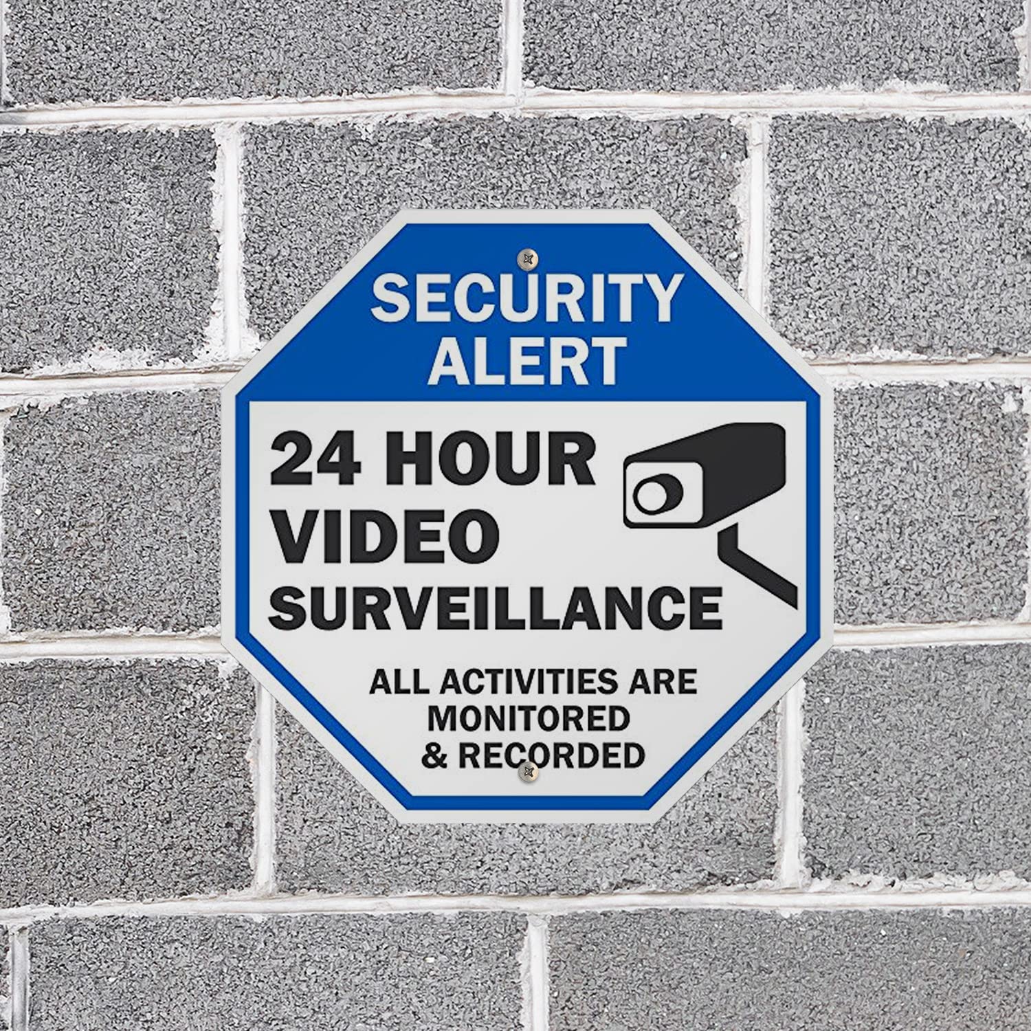 SmartSign Cartello Security Alert - 24 Hour Video Surveillance, All Activities Monitored | 25,4 x 25,4 cm alluminio