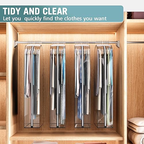 Miniatura 6 de Bolsa transparente para colgar ropa de 10 pulgadas, reforzada, bolsas de traje de 50 pulgadas para almacenamiento de armario abierto, cubierta de