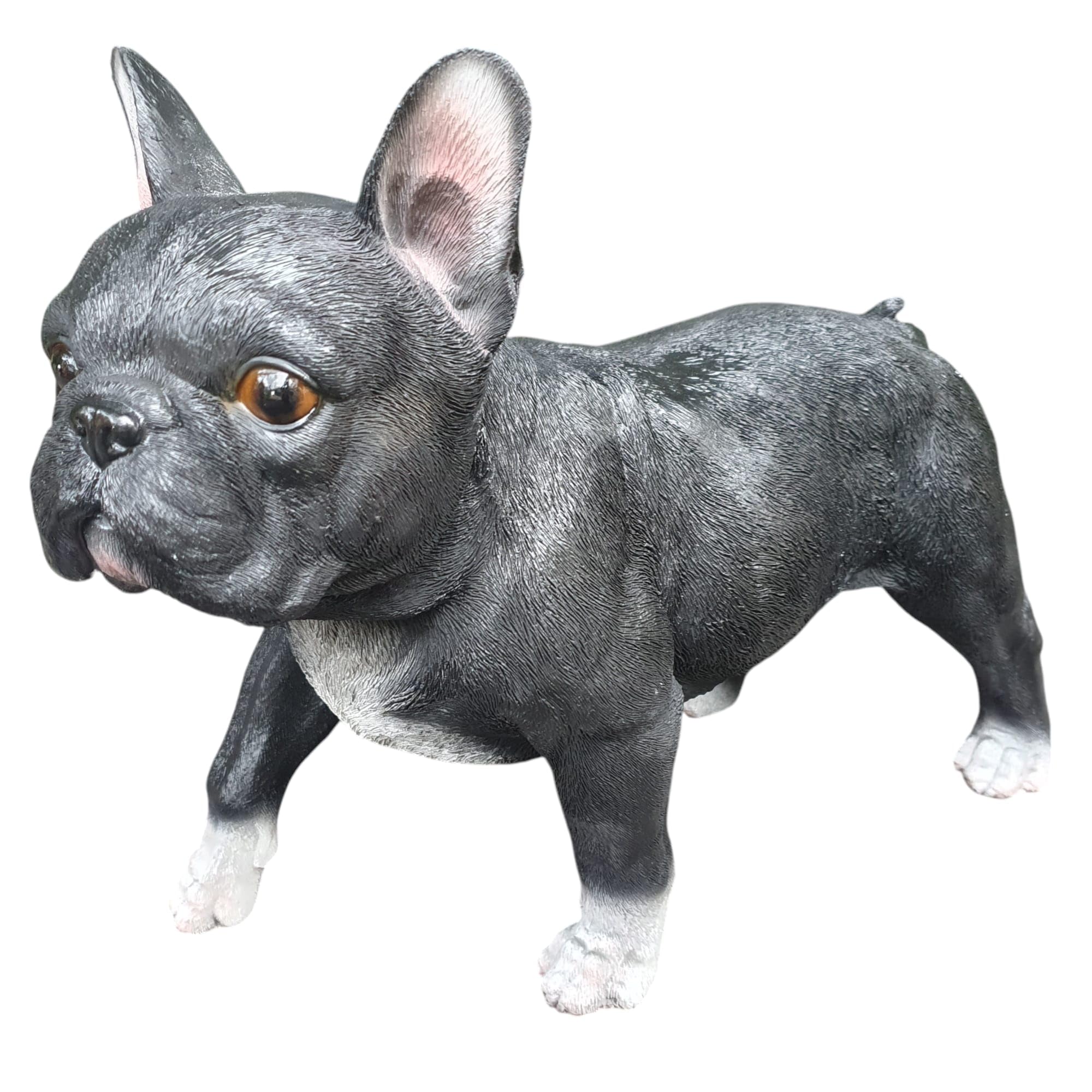 Figurka ogrodowa, buldog francuski, 29 cm, figurka ogrodowa, odporna na warunki atmosferyczne, dekoracja do salonu, figurka psa