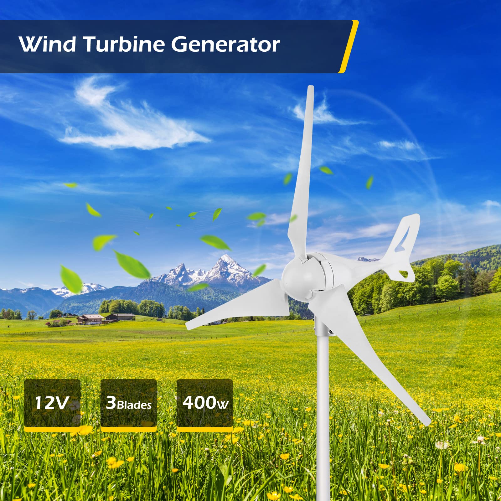 Buy DynaLiving Wind Turbine Generator 400W DC 12V 3 Blade Wind Turbine
