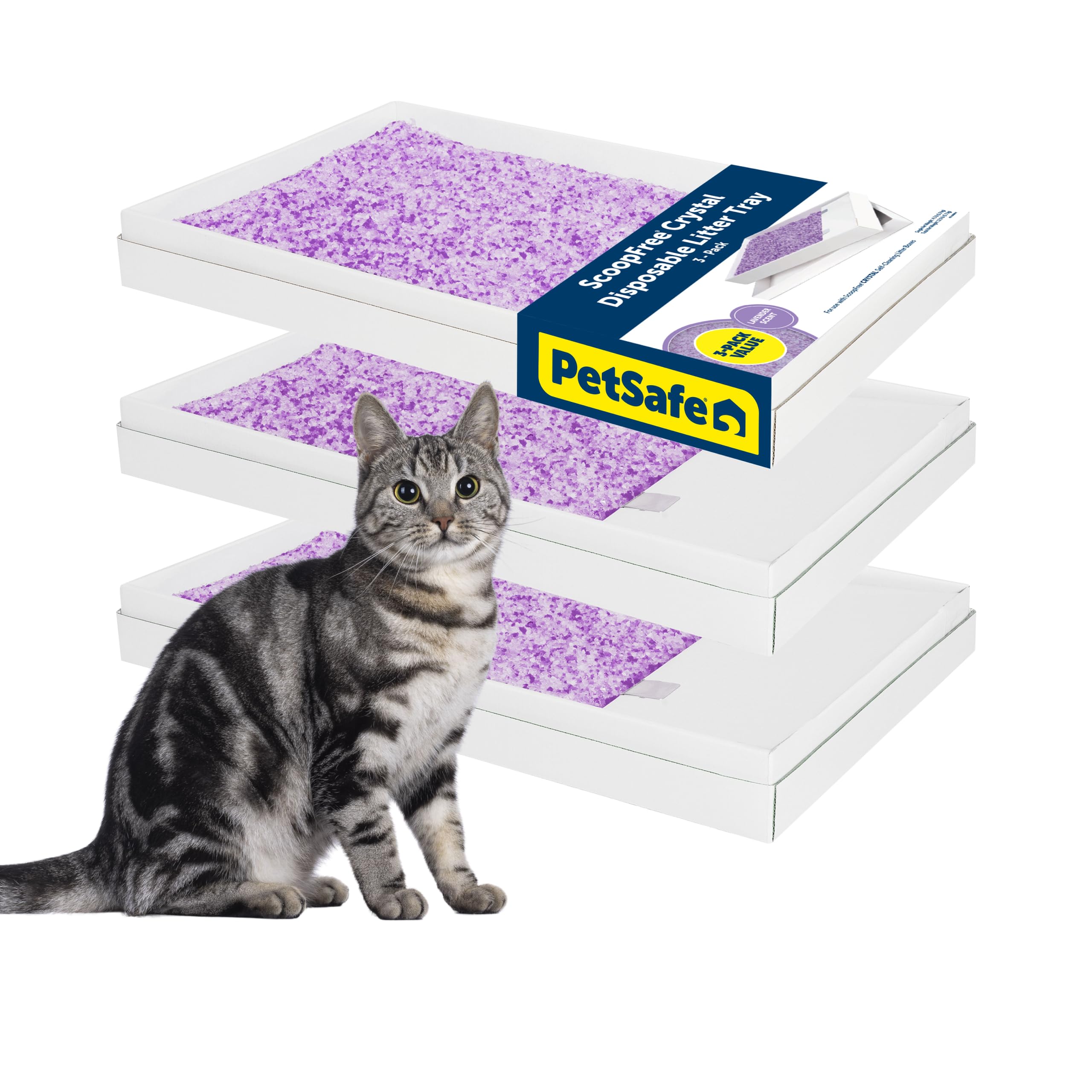 Photo 1 of PetSafe ScoopFree Disposable Crystal Cat Litter Tray - Easy Cleaning Box - Refill Tray for Automatic Litter Box - Lavender Scent - 4.3 lb Bags - 3 Pack