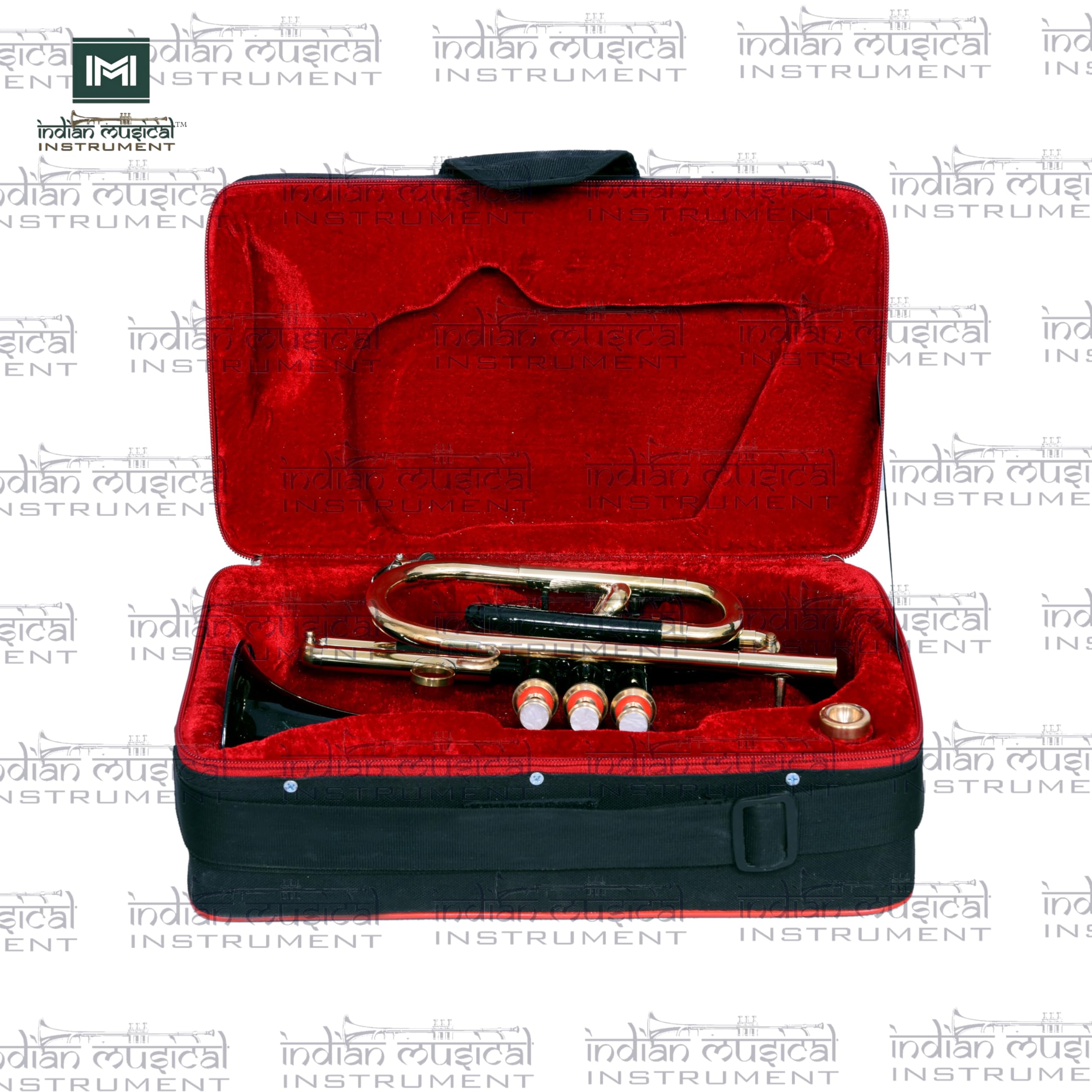 Cornet 3 Ventil, BB Pitch, Premium Qualität inkl. Mundstück und Tragetasche (SCHWARZ GOLD)