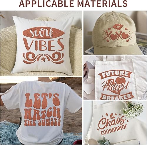 Miniatura 7 de GIRAFVINYL Vinilo de transferencia de calor, 10 x 4 pies, color marrón, vinilo 3D de transferencia de calor, vinilo HTV para camisetas, vinilo para