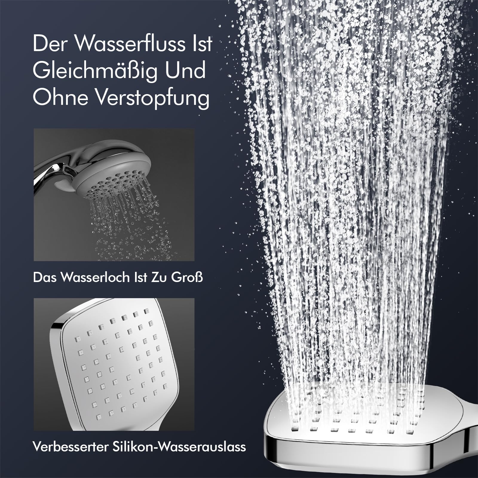 HOMELODY Sistema de ducha con termostato y estante de ducha cromado, juego completo con ducha de mano y alcachofa – Altura regulable, bloqueo de seguridad de 38 °C, montaje en pared para baño moderno