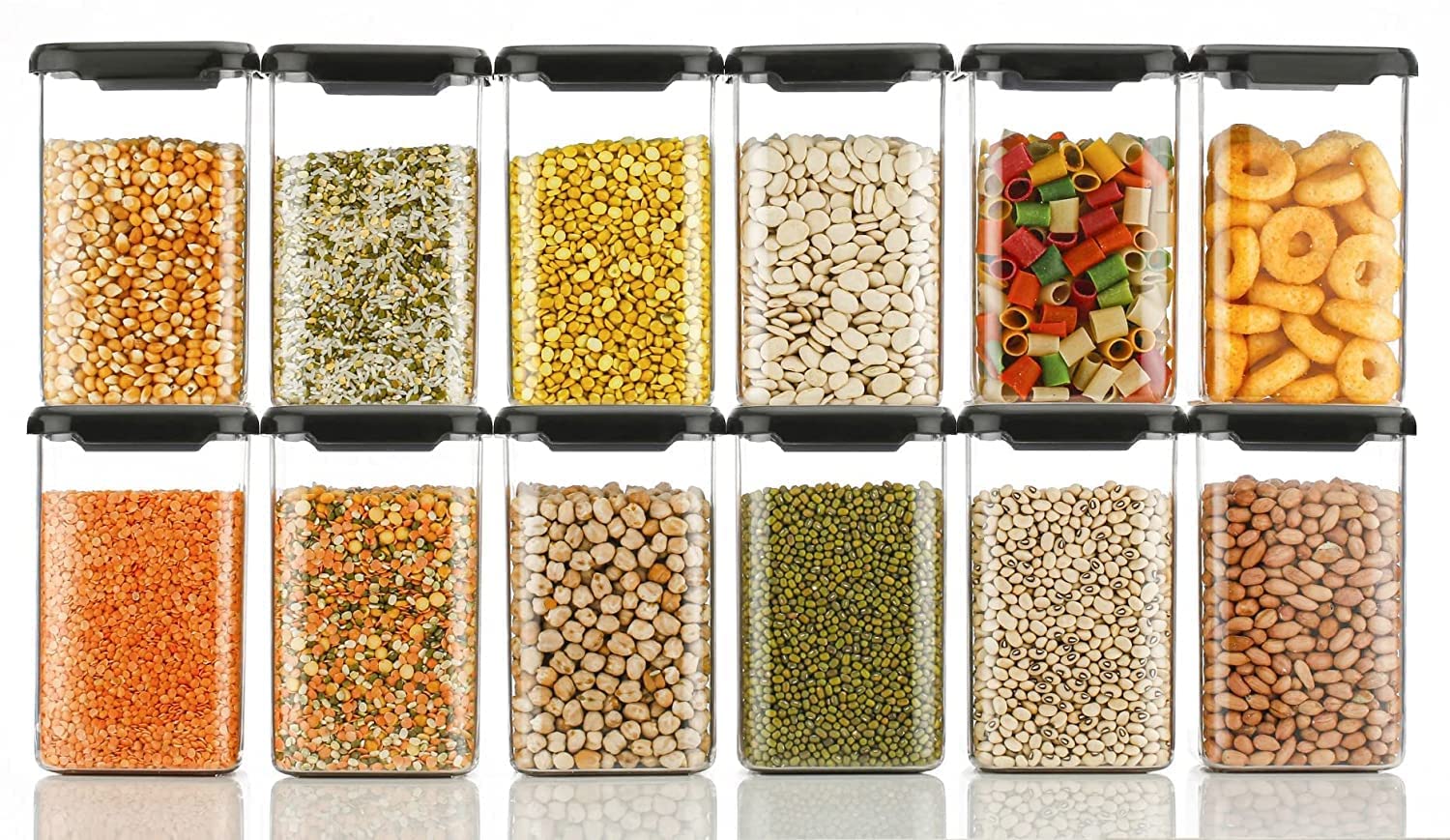Xiran Juego de 12 recipientes irrompibles para almacenamiento de cocina, juego de recipientes de cocina, juego de almacenamiento organizador de cocina, accesorios de cocina, organización de despensa y