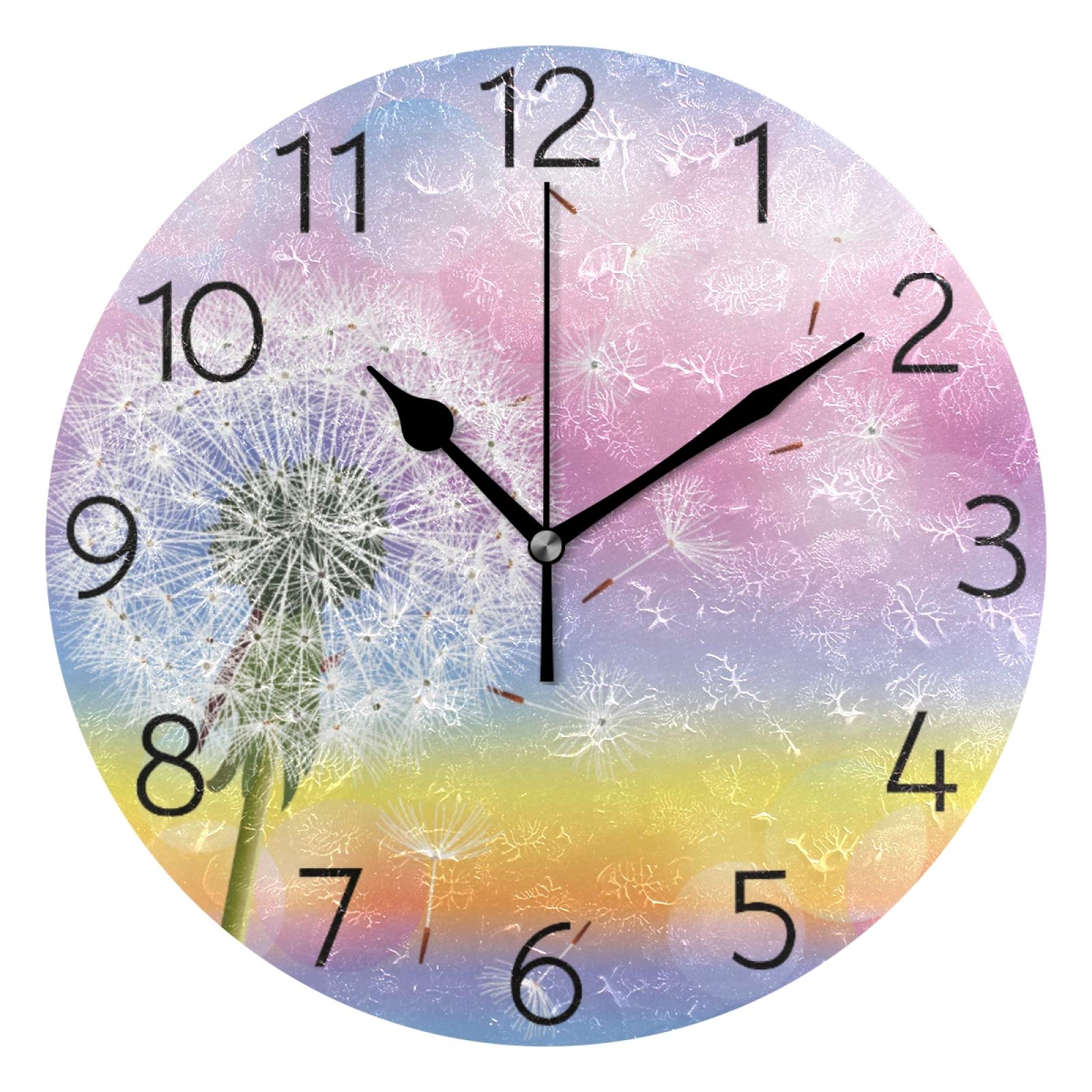 Horloges murales pissenlit de 25cm et horloge plastique ronde pour la maison